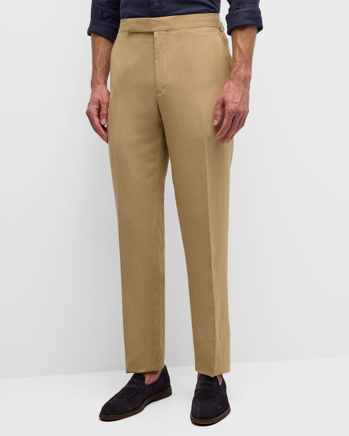 Shop Ralph Lauren Purple Label Men's Gregory Hand-tailored Silk And Linen Trousers In Tan