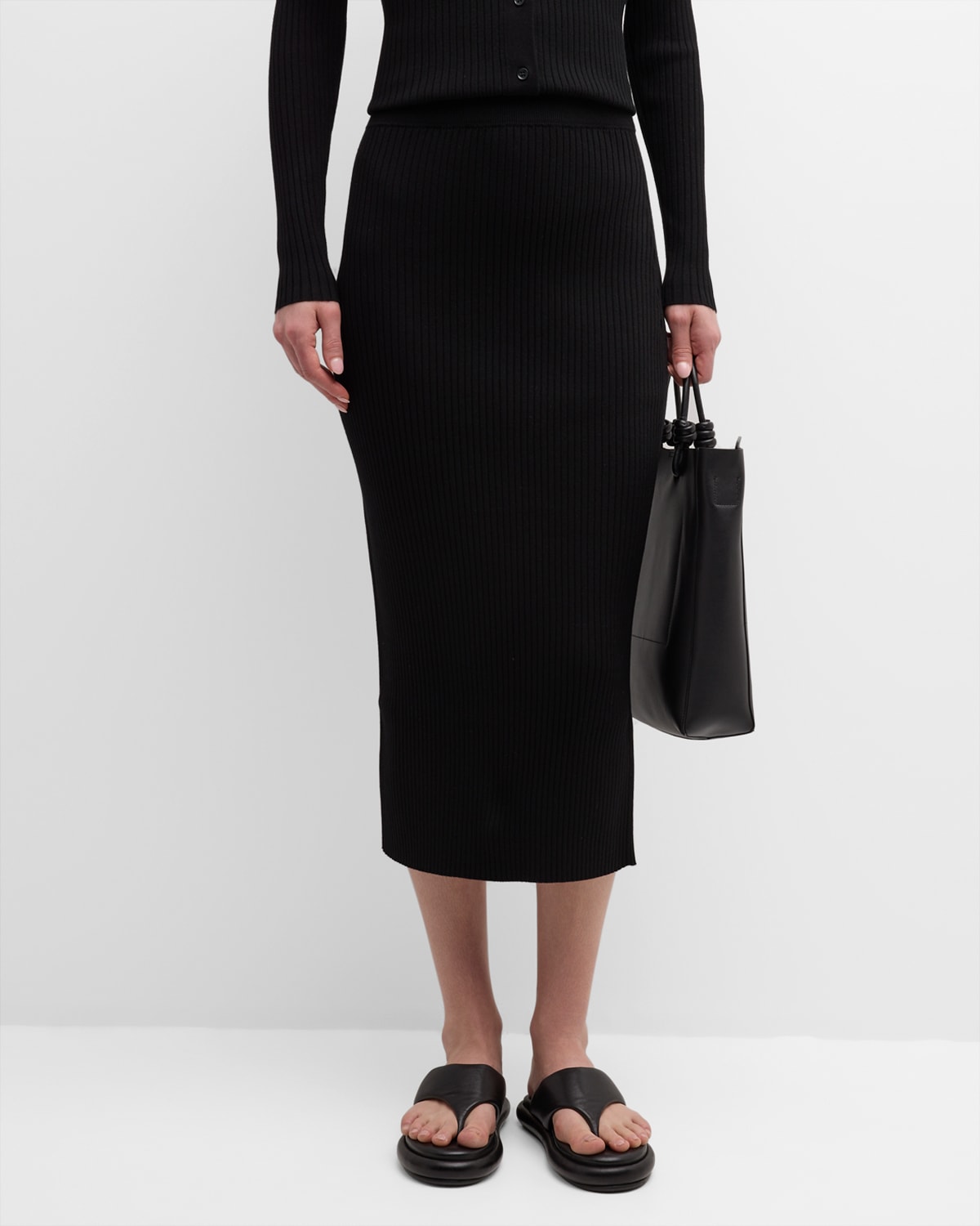 Weekend Max Mara Women's Calotta Rib-knit Midi-skirt In Black