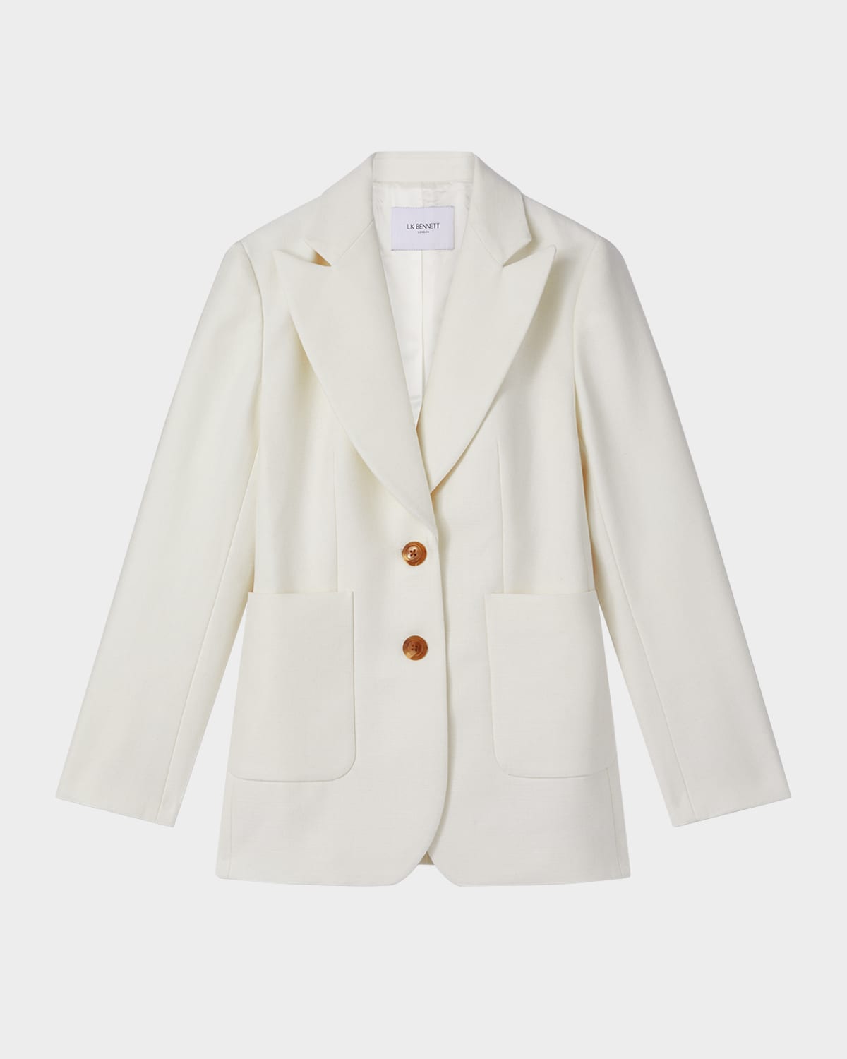 Shop Lk Bennett Avery Peak-lapel Single-breasted Blazer In Ecru