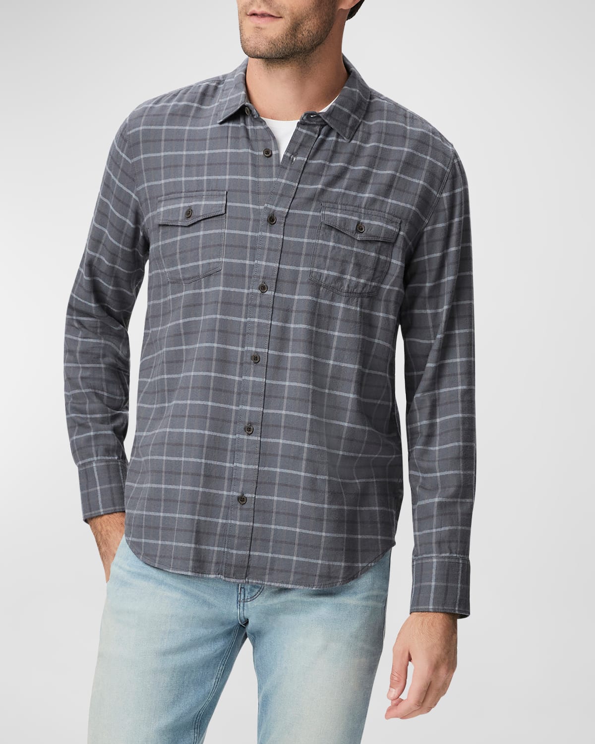 Shop Paige Men's Everett Plaid Button-down Shirt In Dark Wind