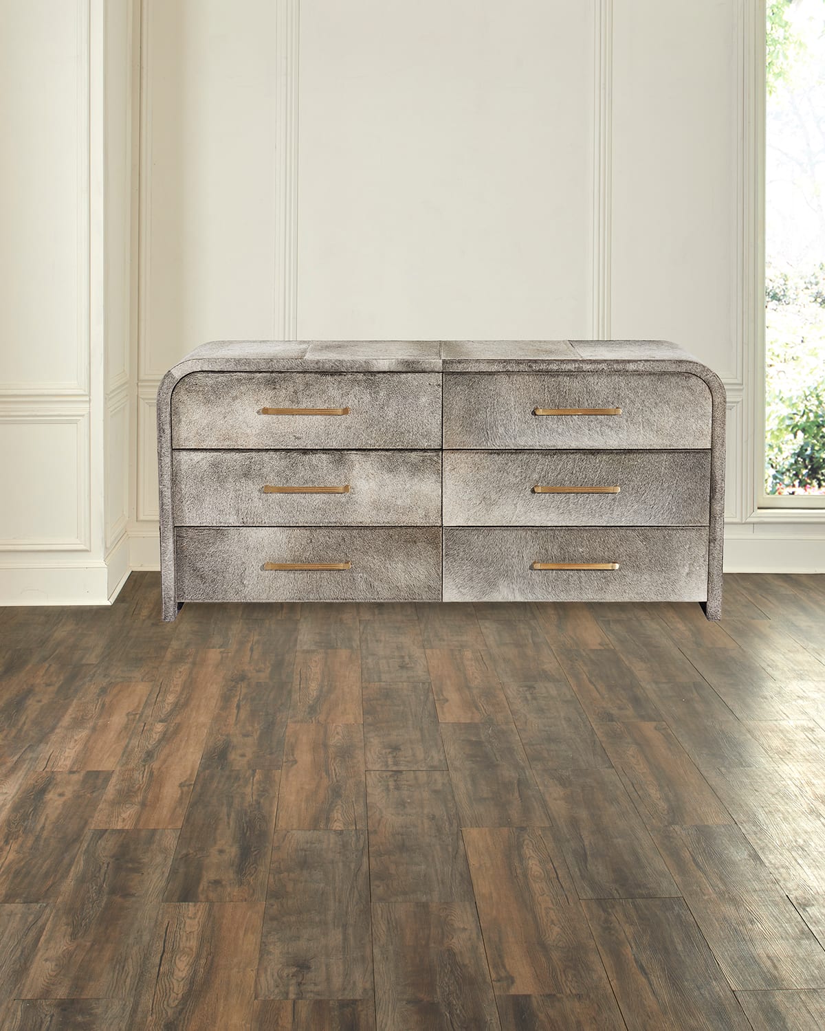 Interlude Home Boden Hair On Hide 6-drawer Chest In Grey Tones 