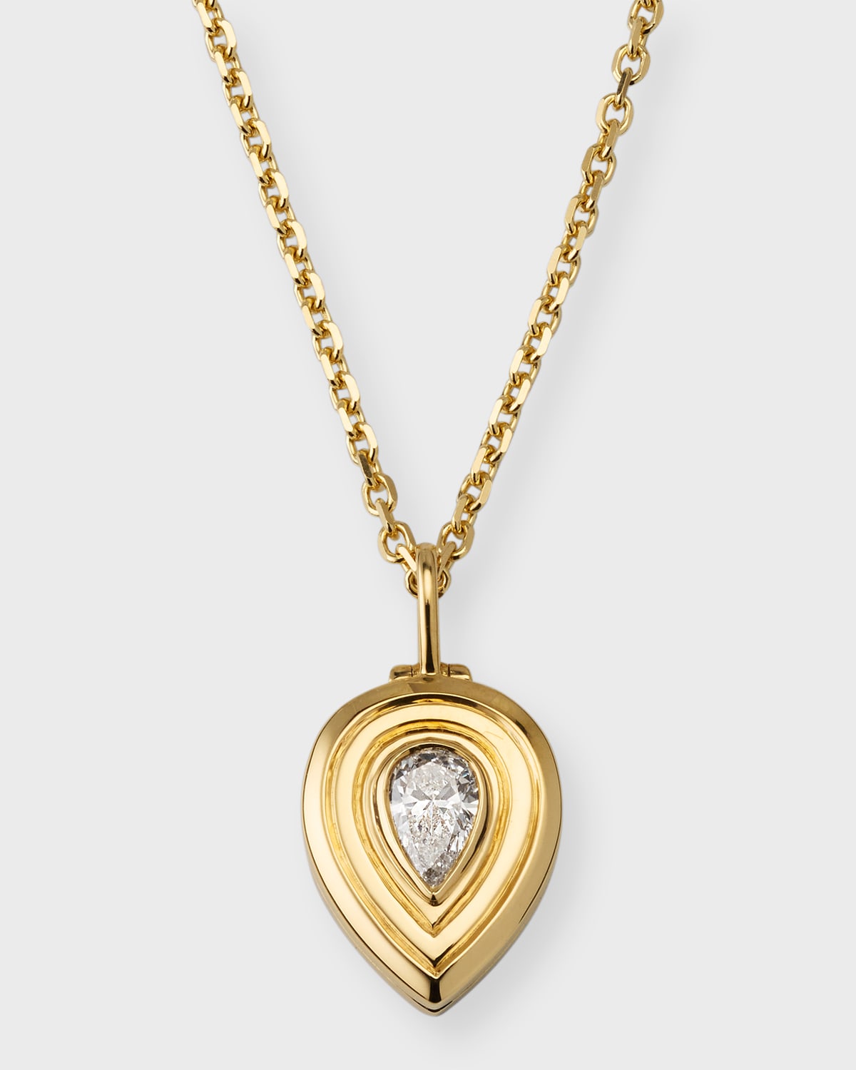 18K Yellow Gold Loulou Locket Necklace with Pear Diamond