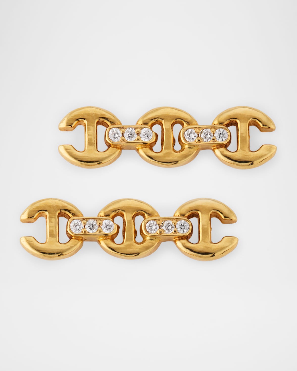 Hoorsenbuhs 18K Yellow Gold 3mm Toggle Stud Earrings with Diamond Bridges