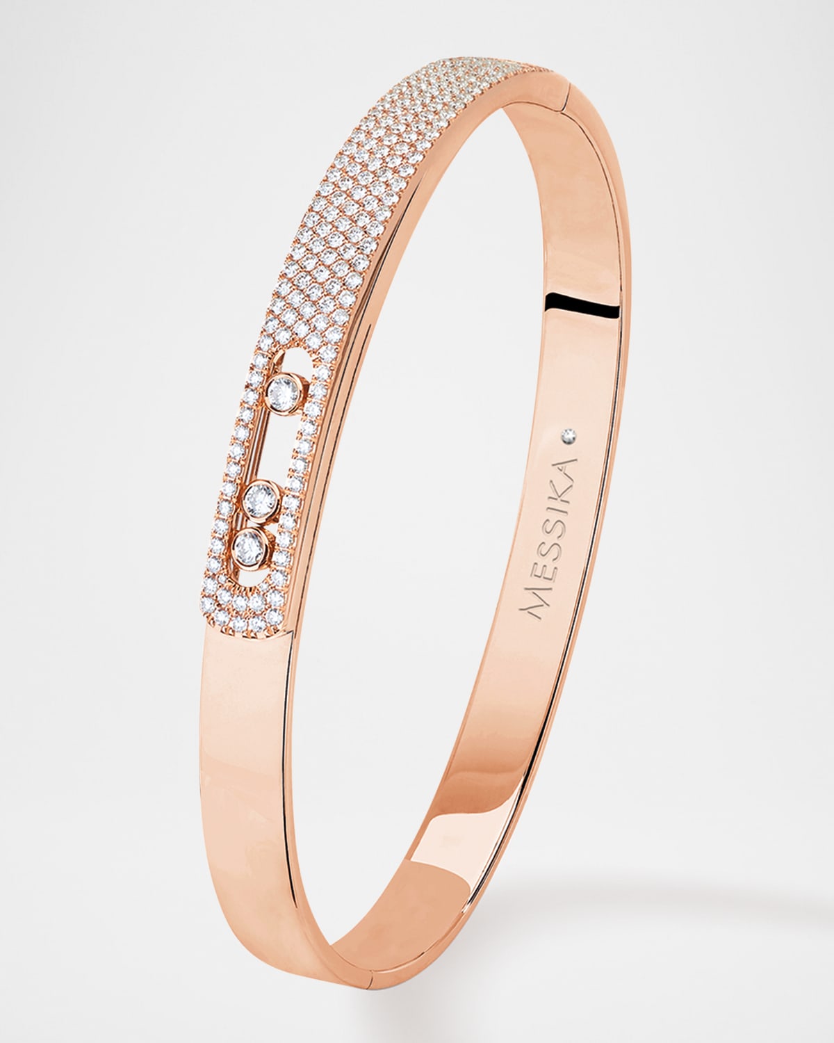 Shop Messika Move Noa 18k Rose Gold Diamond Bangle Bracelet In 15 Rose Gold