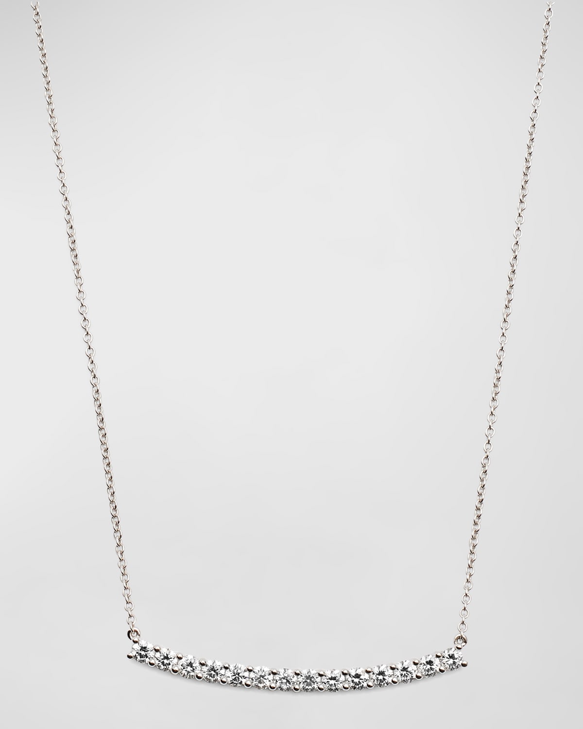 18k White Gold Large Diamond Bar Pendant Necklace
