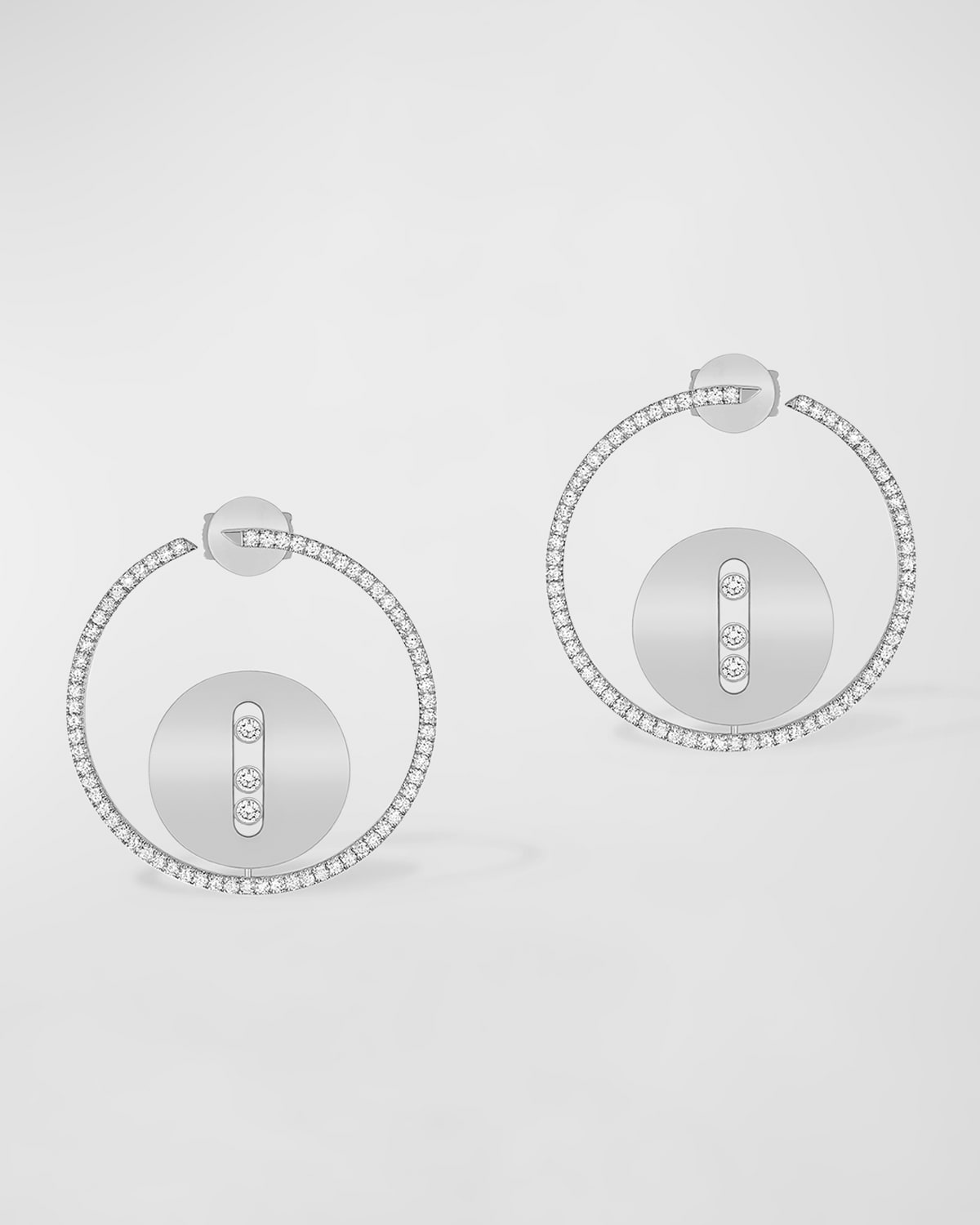 Messika Lucky Move 18k White Gold Bo Medaille Round Earrings