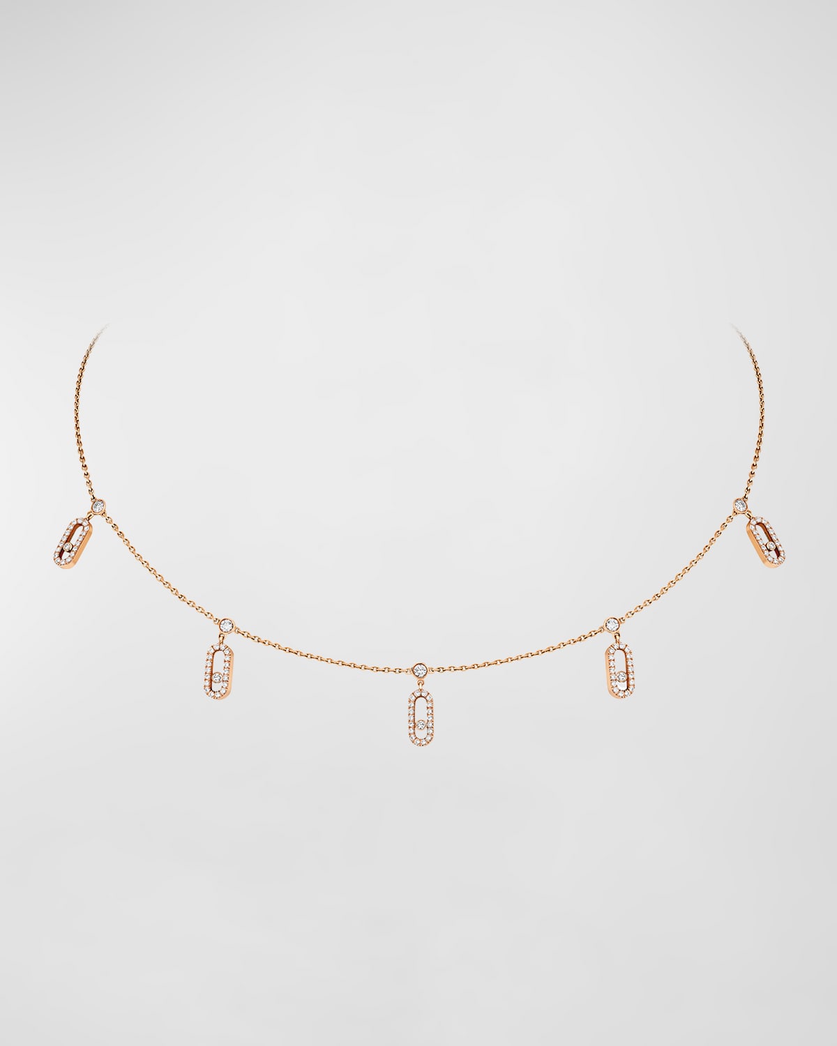 Messika Move Uno 18k Rose Gold Tassel Pave Choker Necklace