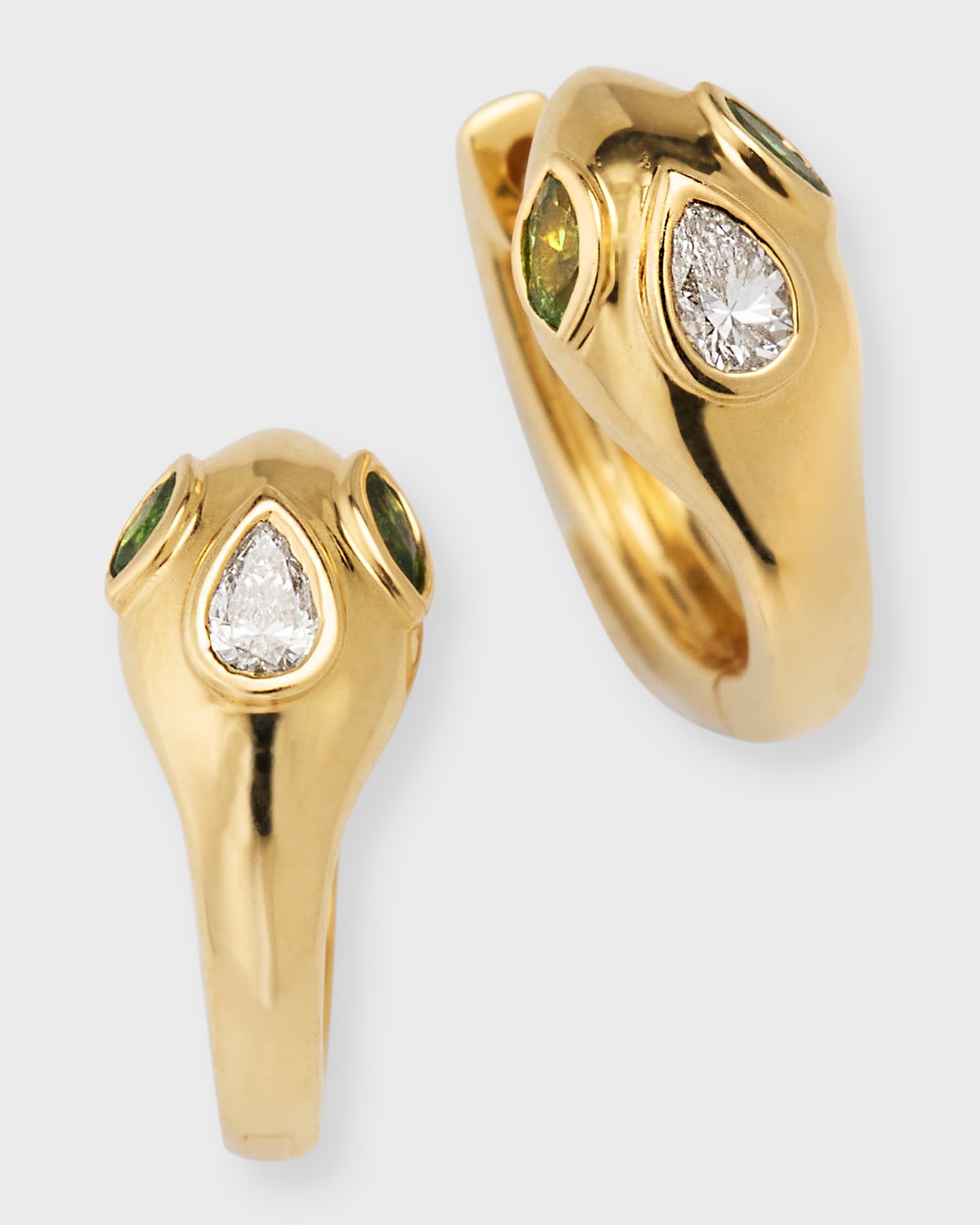 18K Yellow Gold Snake Huggie Earrings