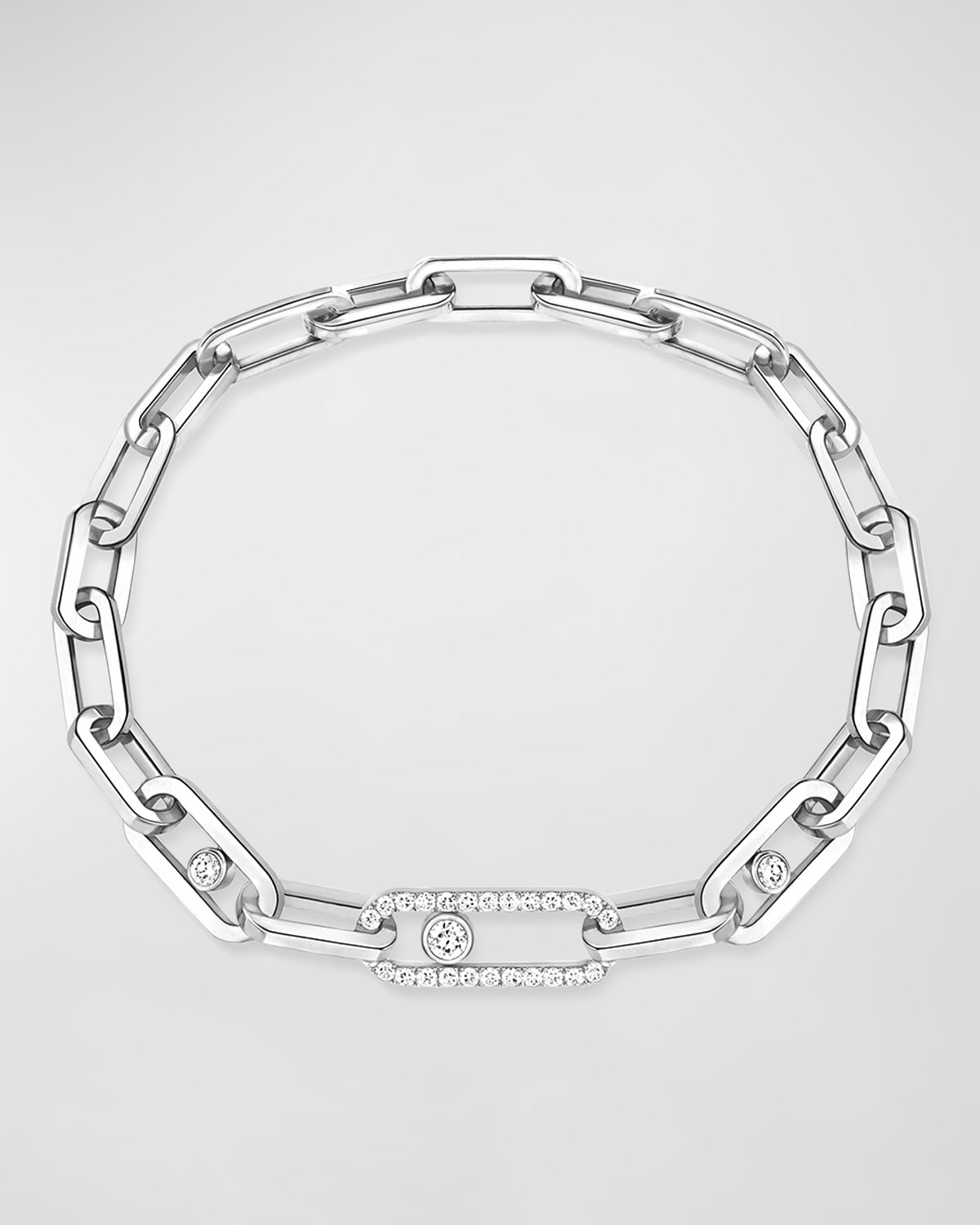 Messika Move Link 18k White Gold Diamond Bracelet In Metallic