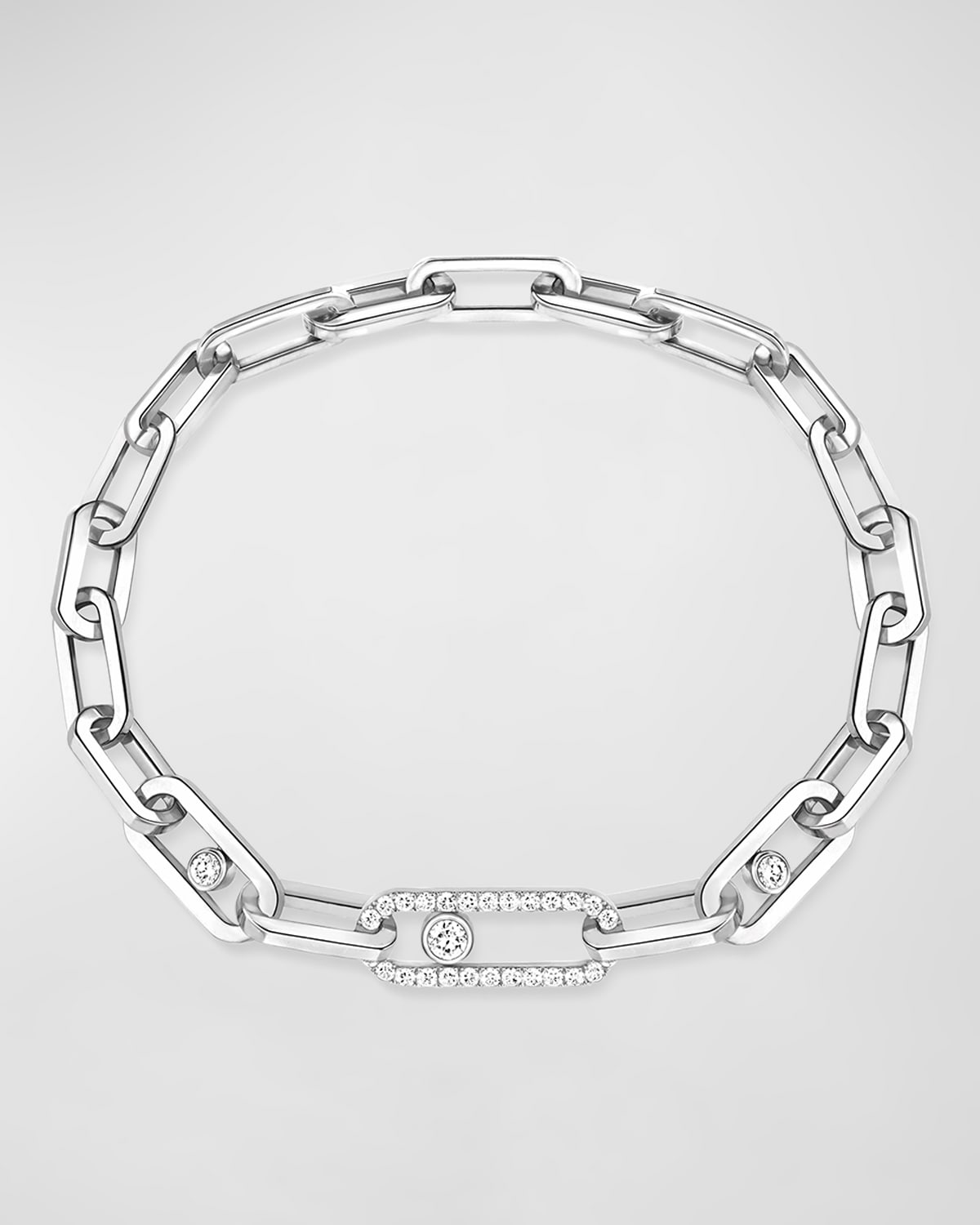 Messika Move Link 18k White Gold Diamond Bracelet In 10 White Gold