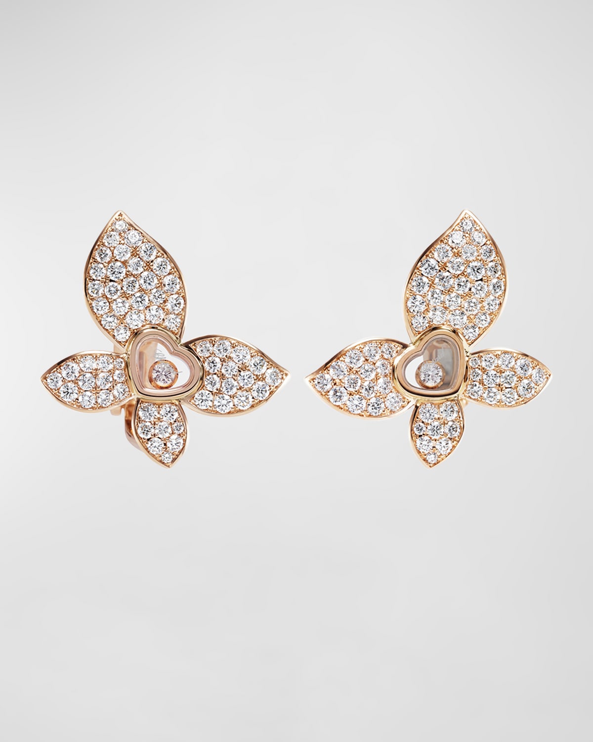 Happy Butterfly 18K Rose Gold Diamond Earrings