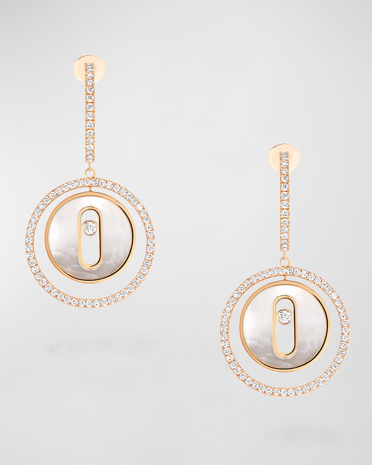 Messika Lucky Move 18k Rose Gold Mother Of Pearl & Diamond Earrings