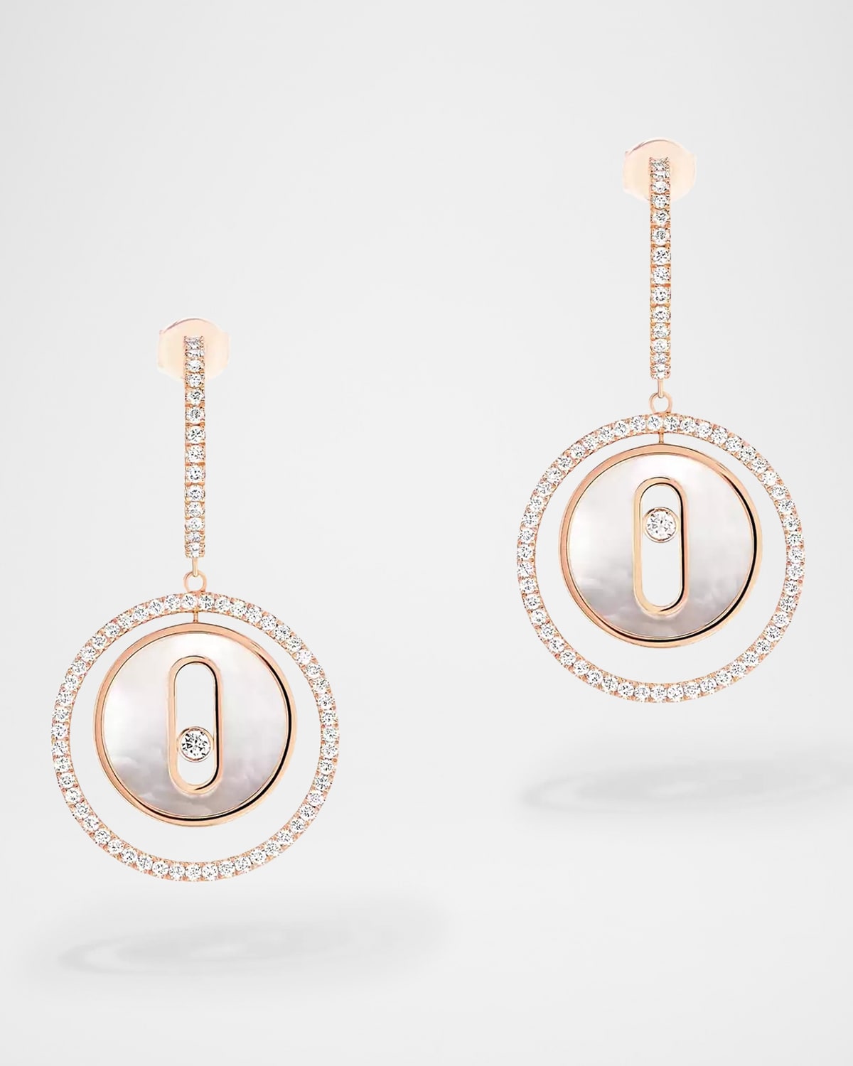 Messika Lucky Move 18k Rose Gold Mother Of Pearl & Diamond Earrings In 15 Rose Gold