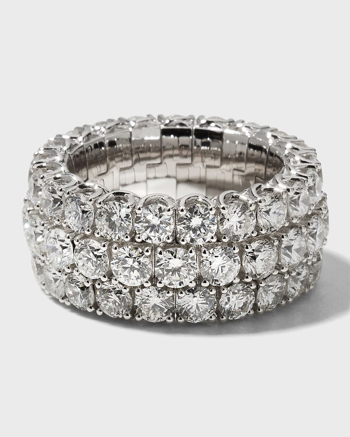 Picchiotti Xpandable Round Diamond 3-row Ring Size 5.75 - 9.5 In Metallic