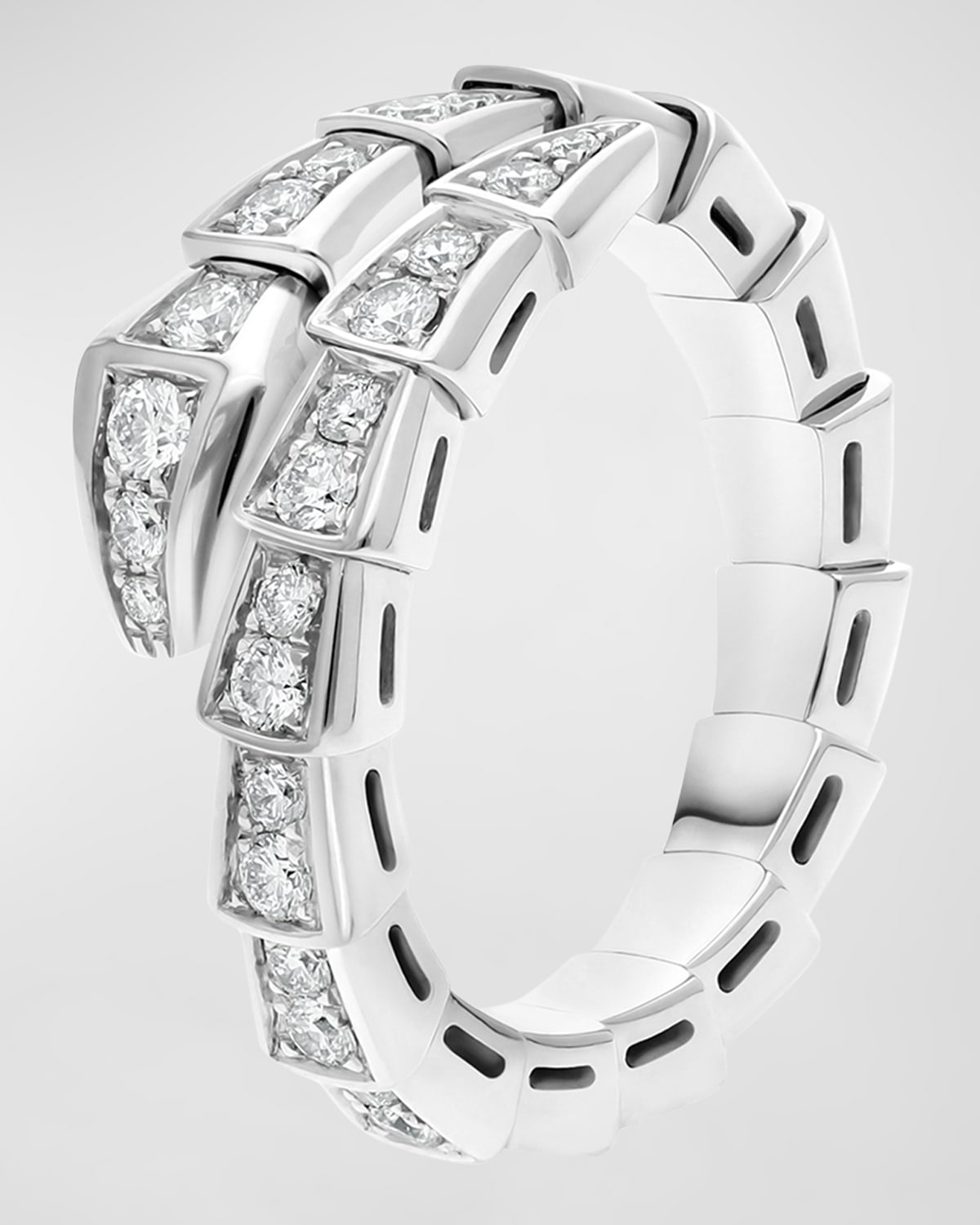 Serpenti Viper 18K White Gold Diamond Bypass Ring