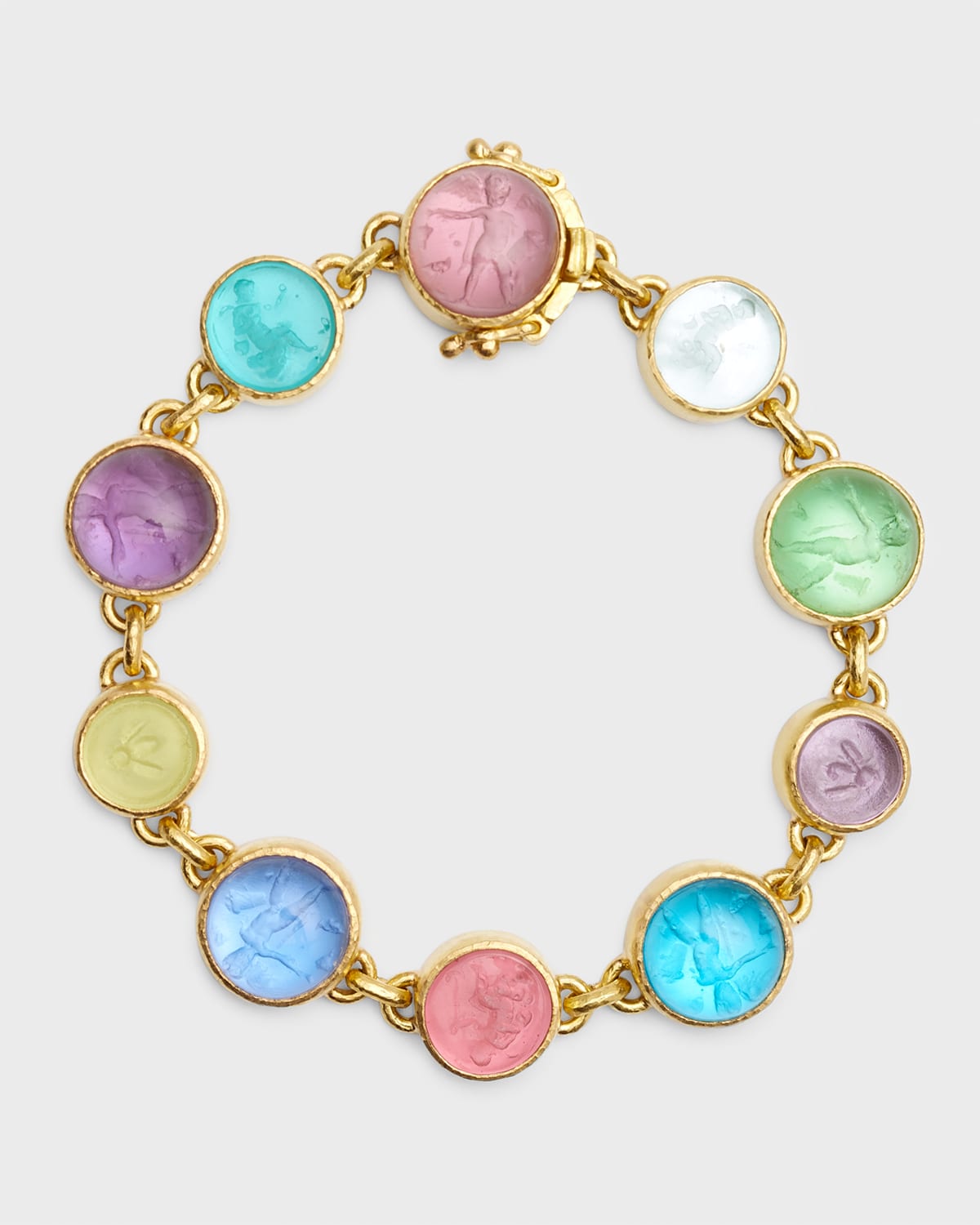 19K Round Cupid Bracelet with Cabochon Putto, Duck and Tiny Bee