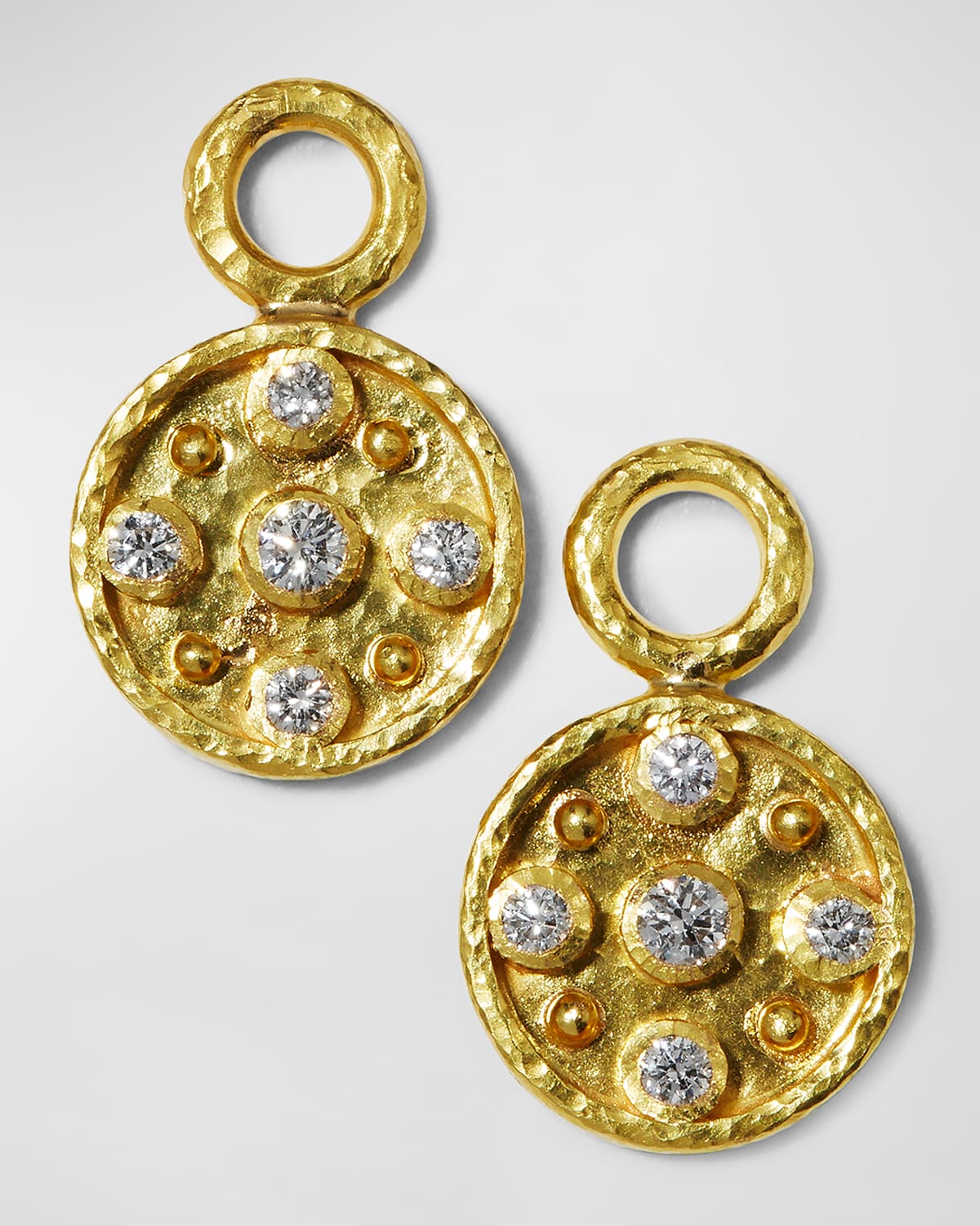 19k Gold Diamond Disc Earring Pendants