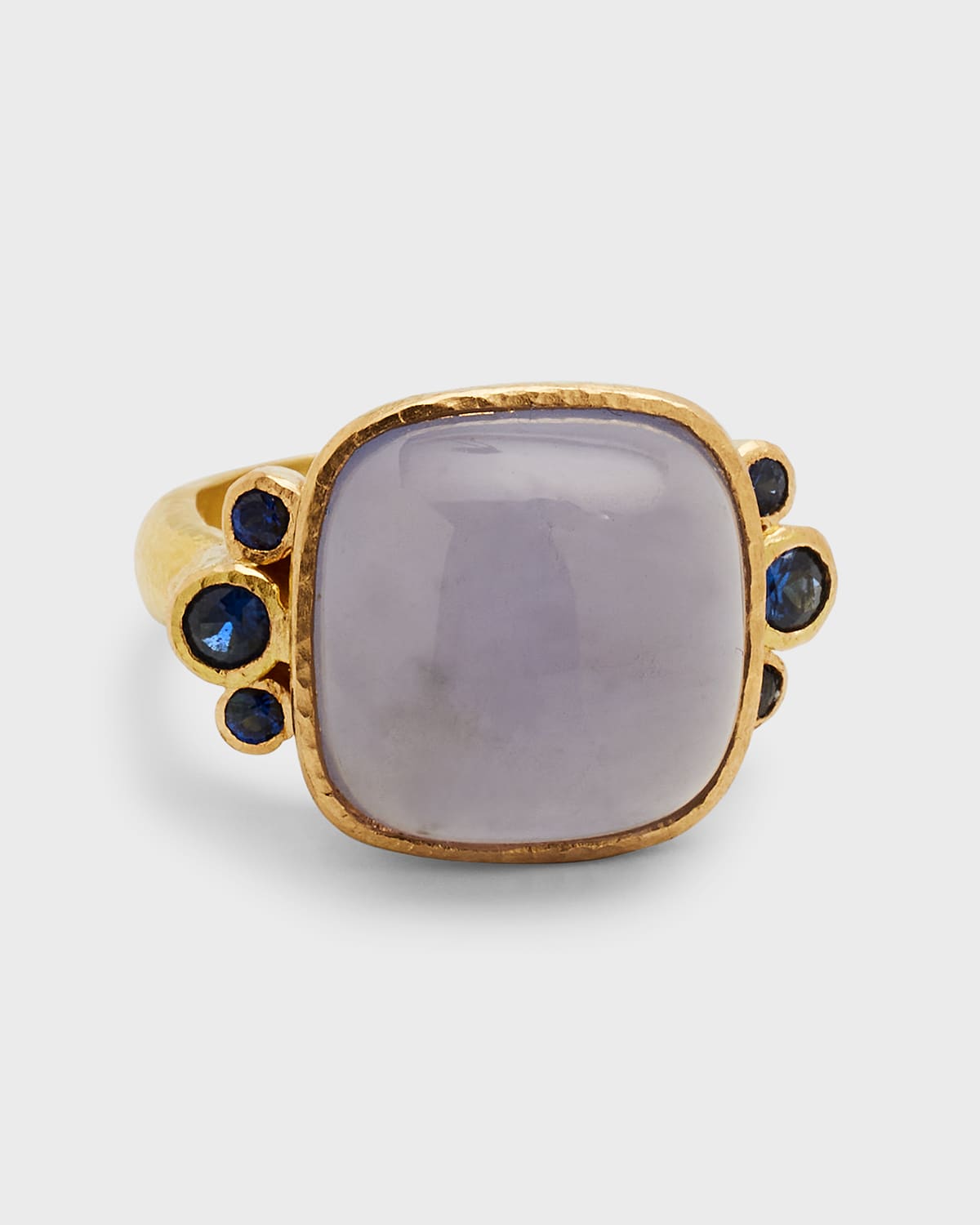 14mm Blue Chalcedony Cushion Ring, Size 6.5