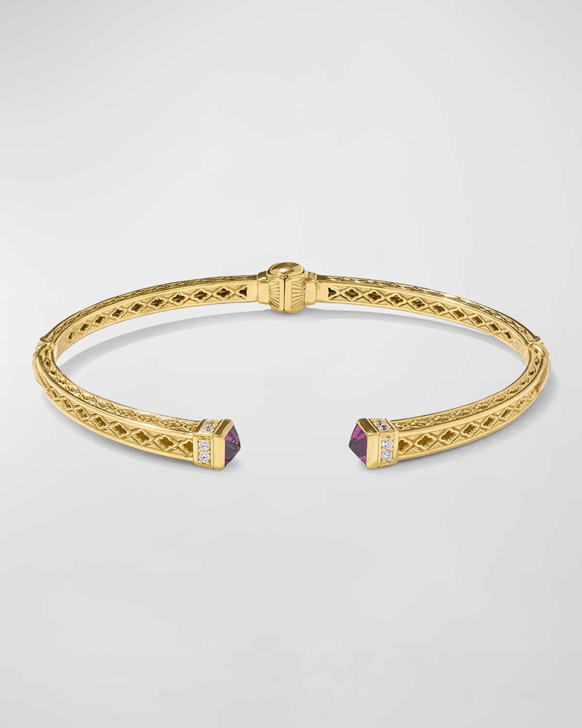 18K Yellow Gold Rhodolite and VVS White Diamond Bracelet