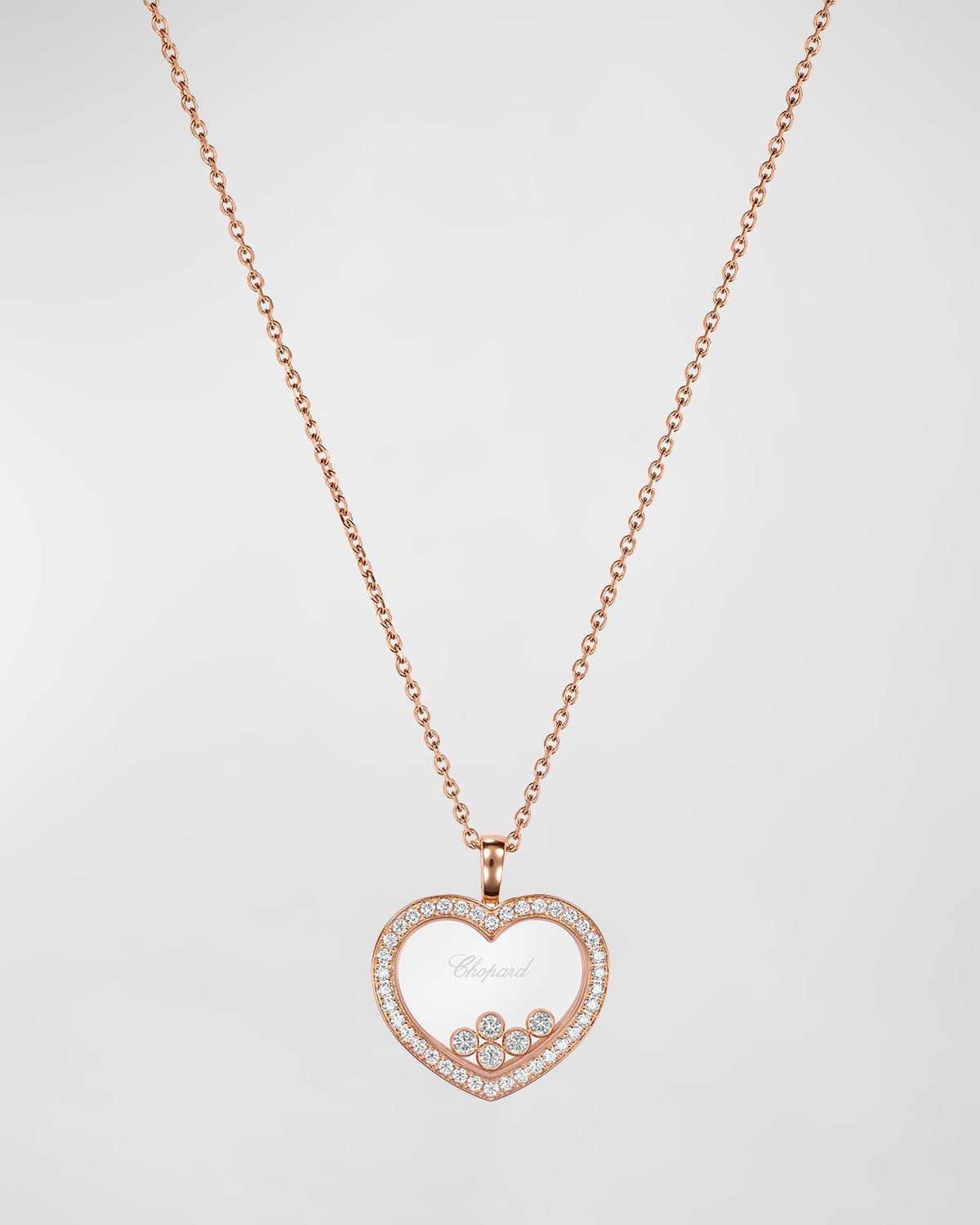 18K Rose Gold Happy Diamonds Hearts Pendant Necklace