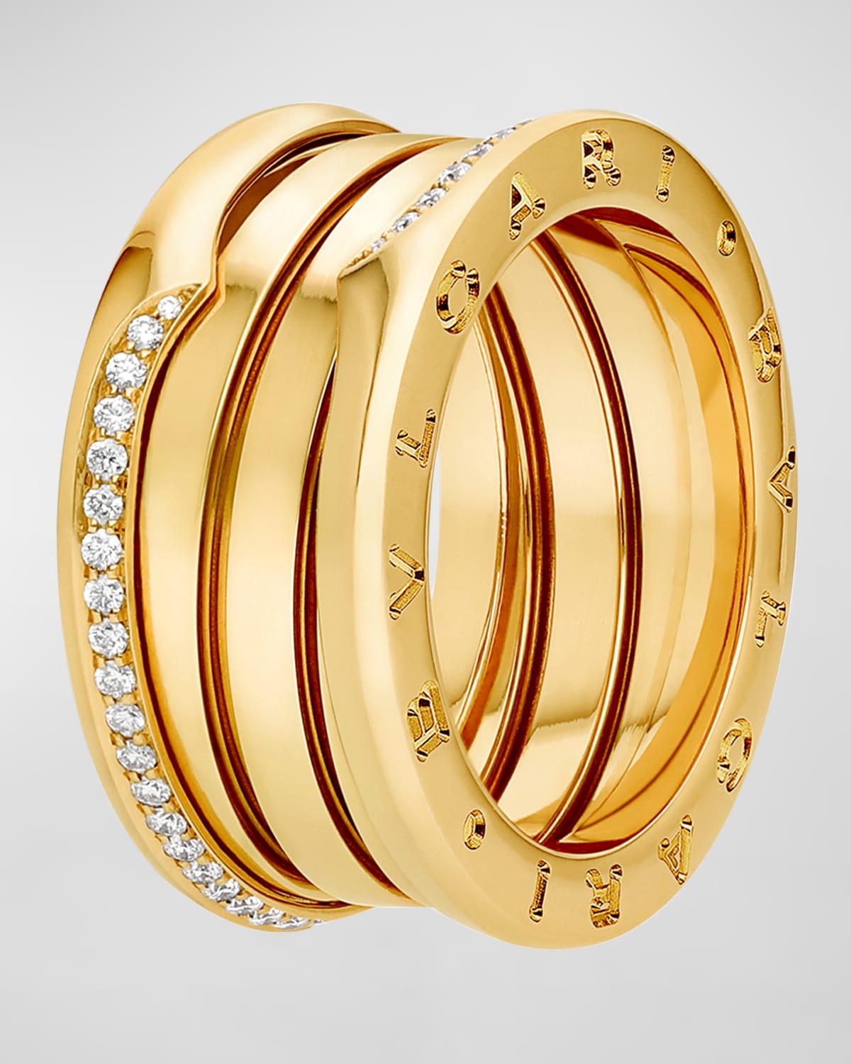 B. Zero1 18K Yellow Gold 3-Band Wave Diamond Ring
