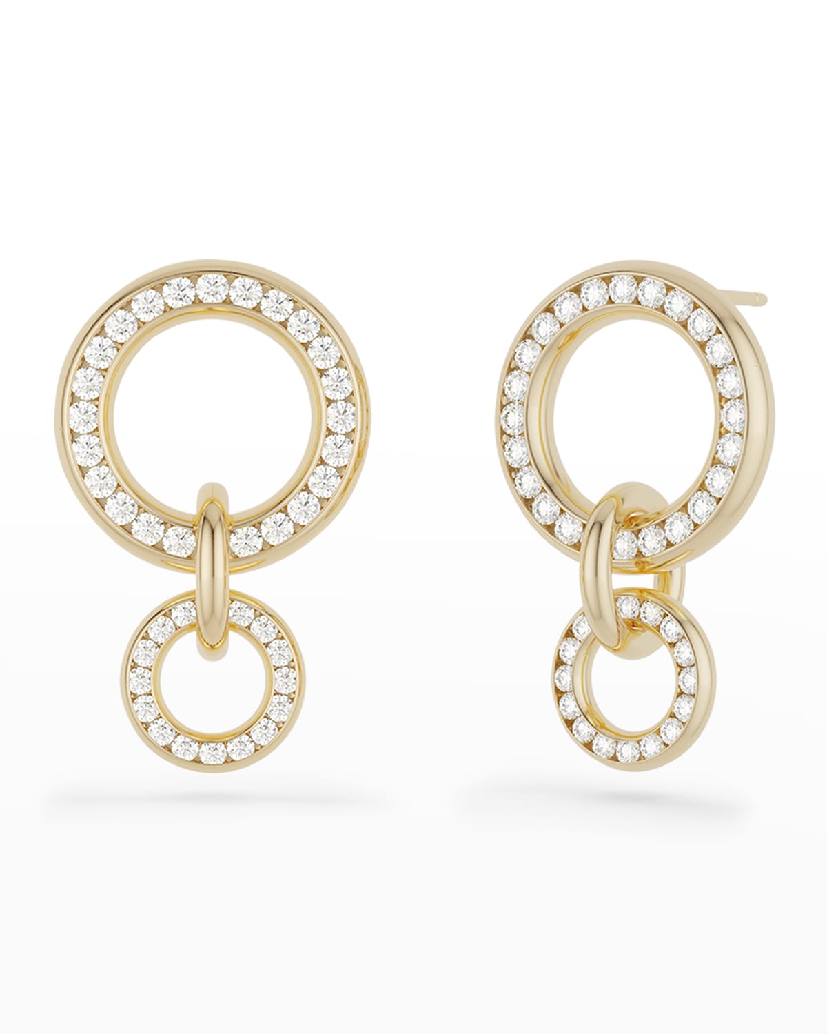 White Gold 3-Link Earrings with White Diamonds