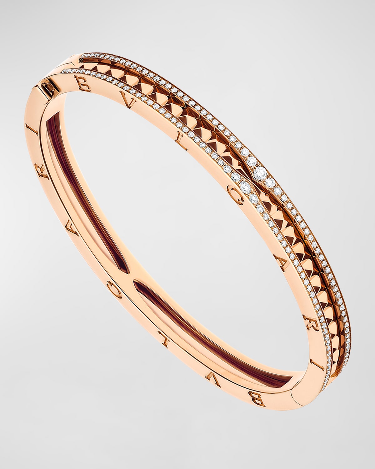 B. Zero1 Rock 18K Rose Gold Studded Diamond Bracelet, Size L