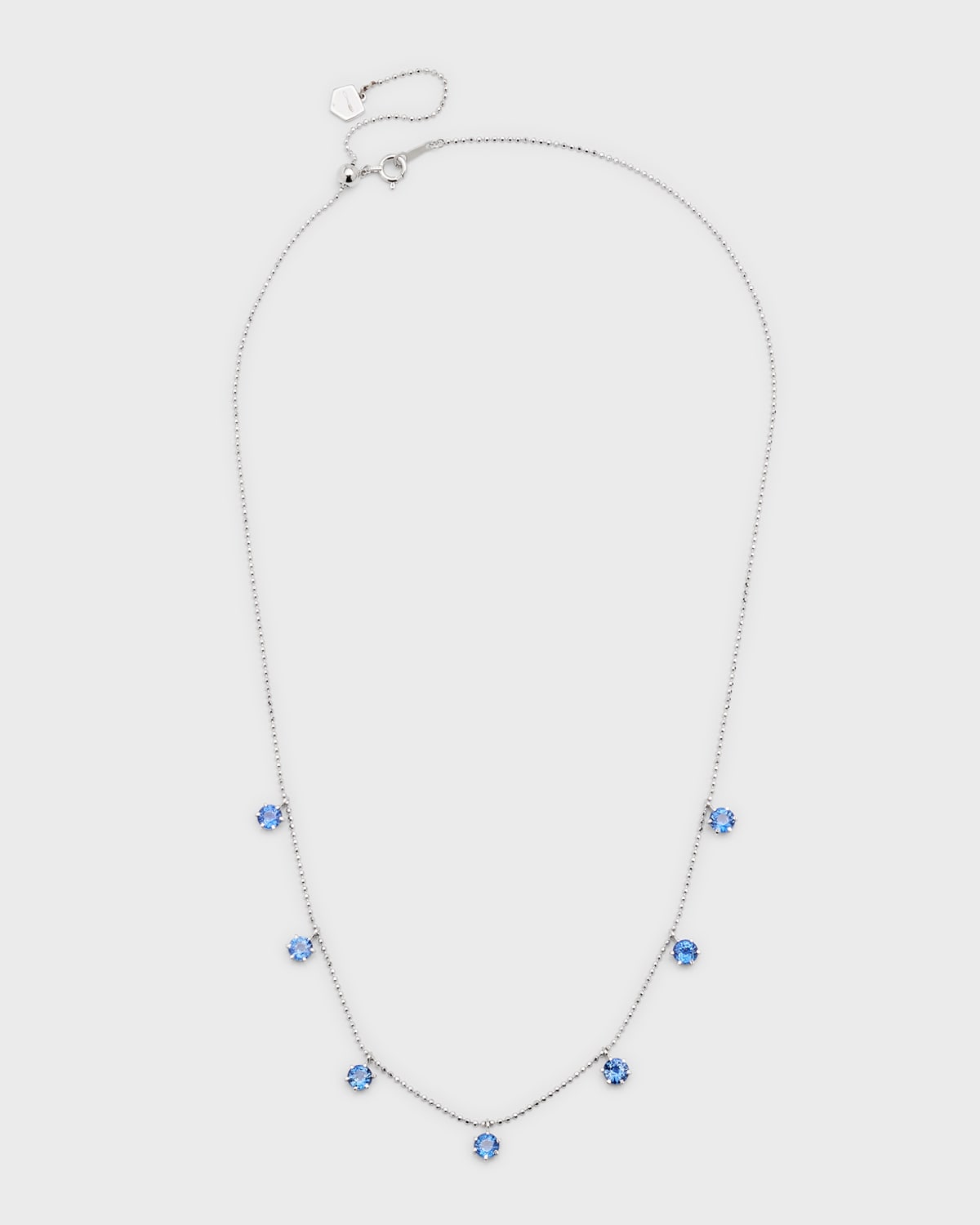 18K White Gold Blue Sapphire Floating Necklace