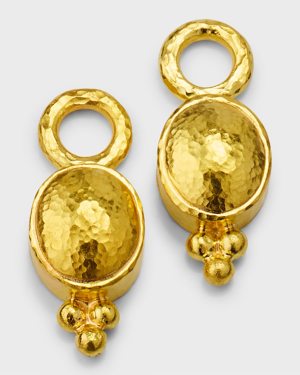 19K Yellow Gold Shallow Dome Earring Pendants