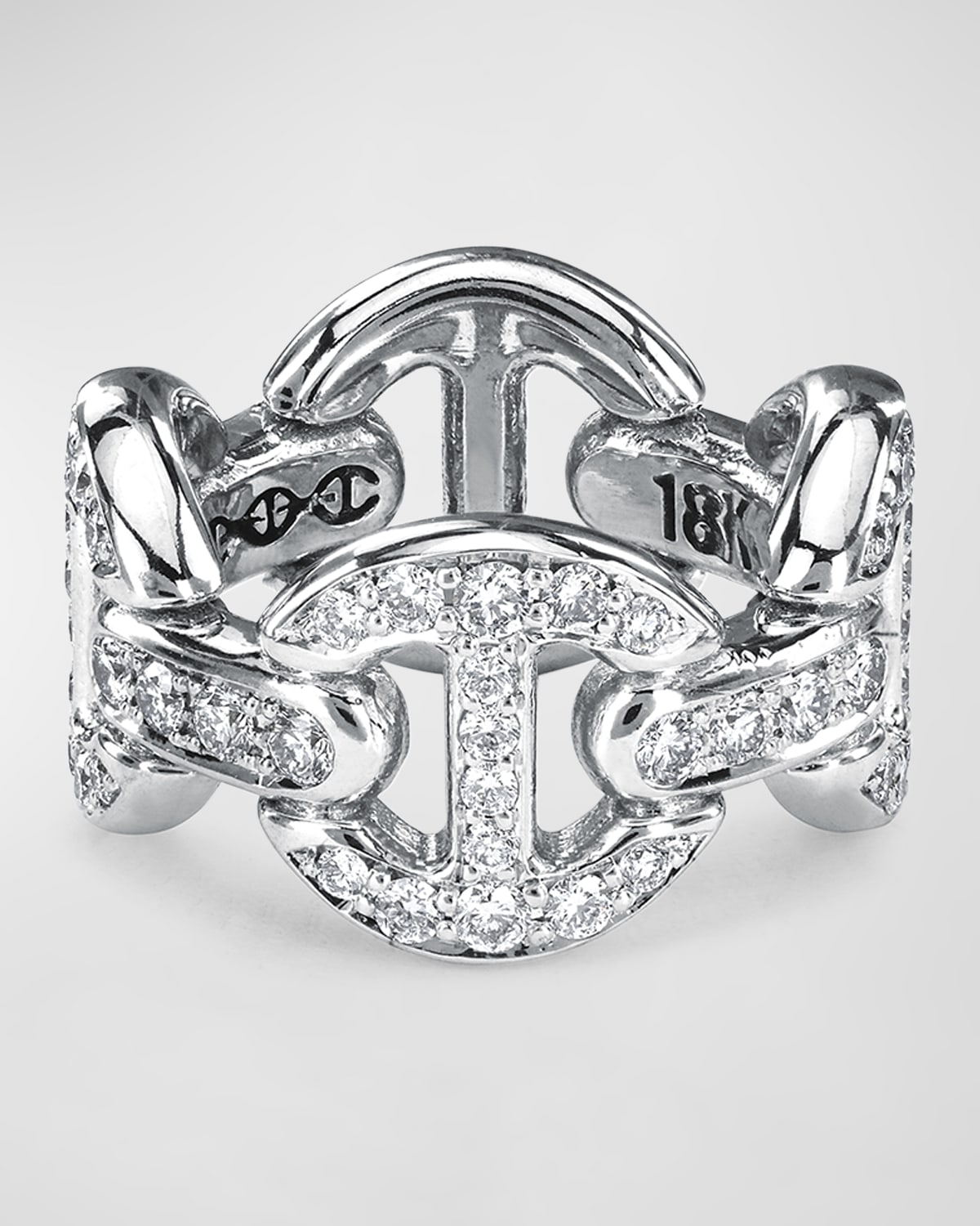 18K White Gold Quad Link Antiquated Ring