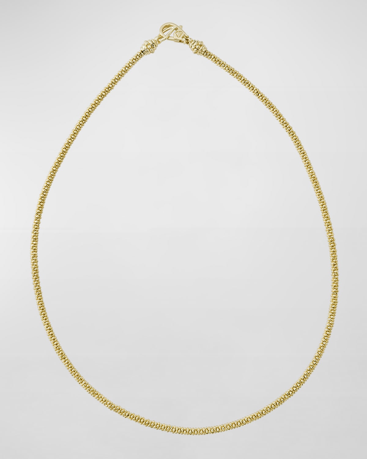 3mm 18K Gold Caviar Rope Necklace, 16"L