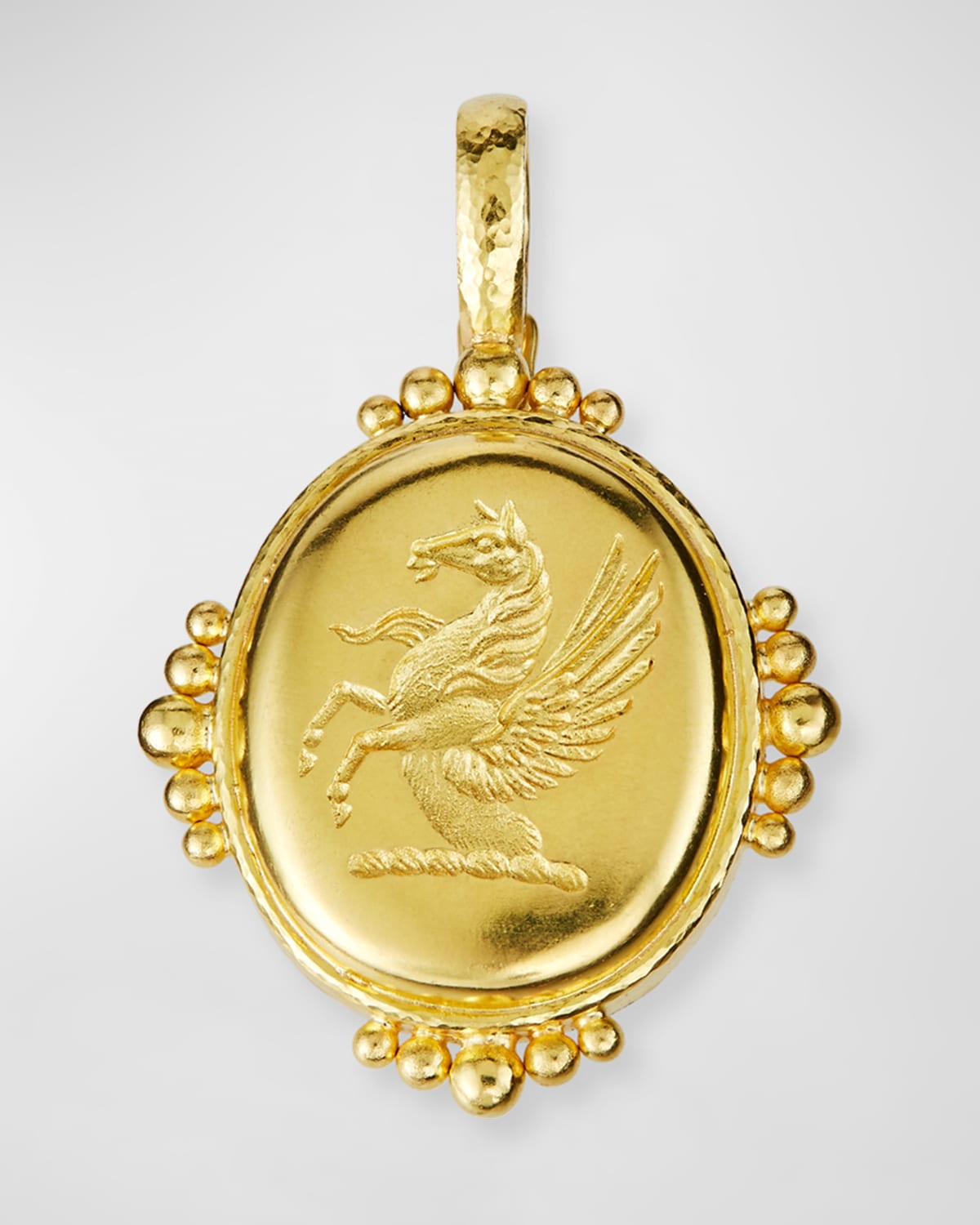 19k Gold Pegasus Oval Pendant