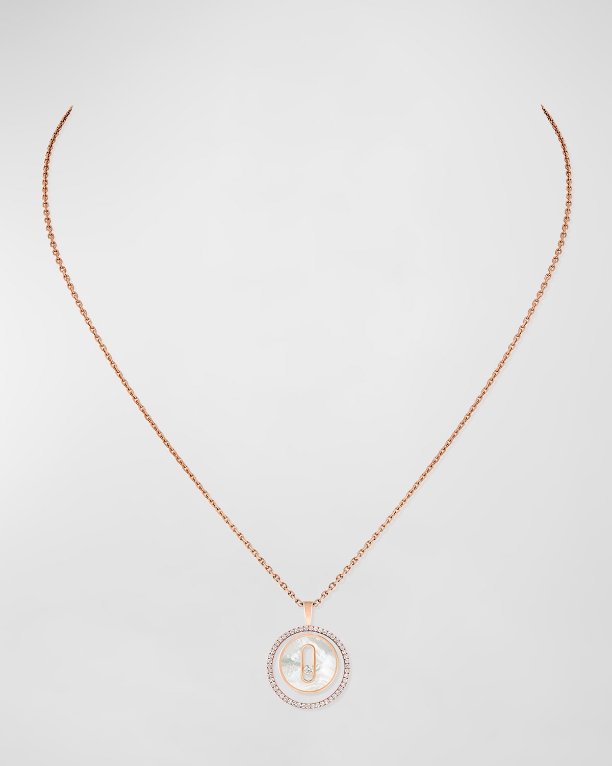 Messika Lucky Move 18k Rose Gold Mother-of-pearl Pendant Necklace In 15 Rose Gold