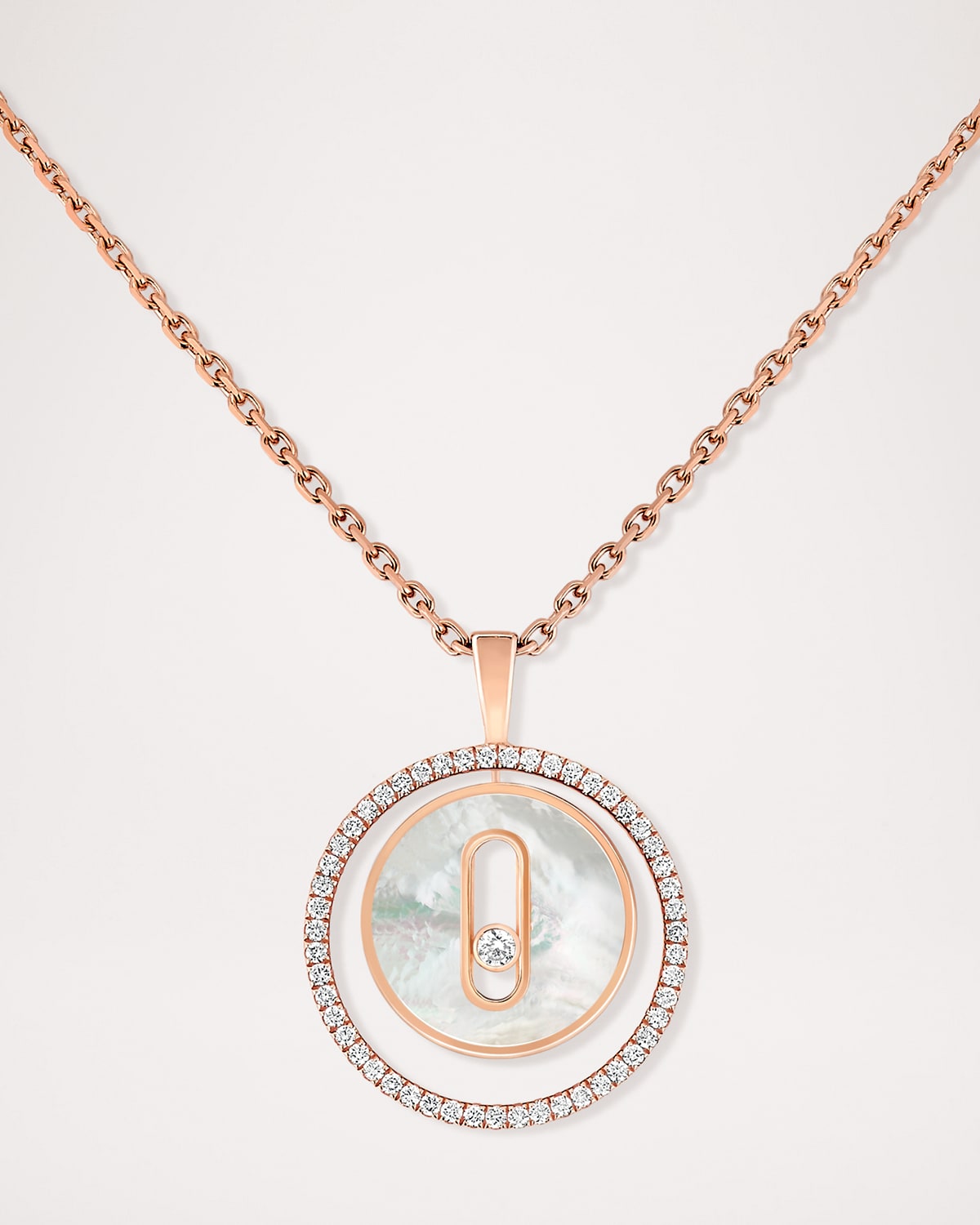 Messika Lucky Move 18k Rose Gold Mother-of-pearl Pendant Necklace In 15 Rose Gold