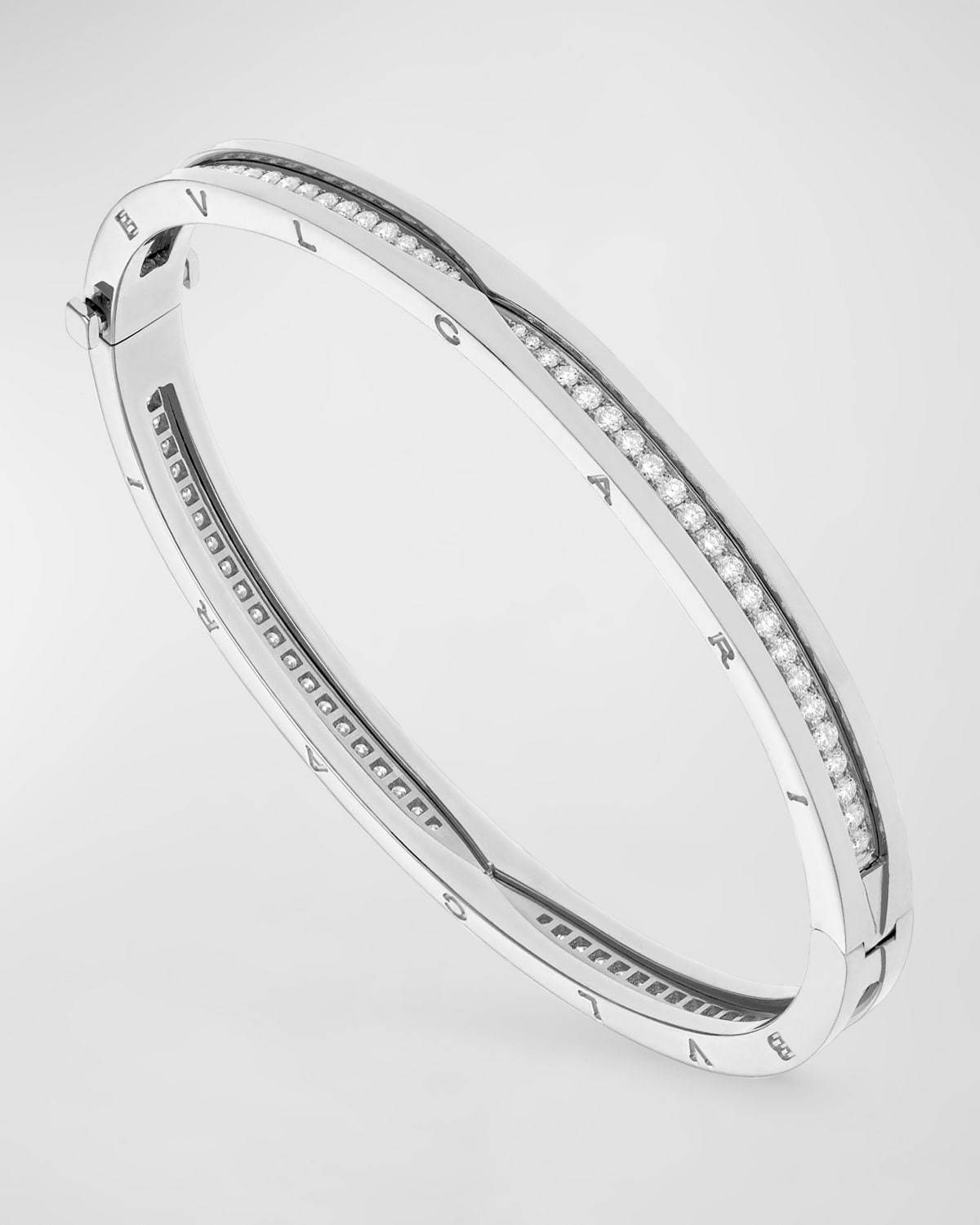 B. Zero1 18k White Gold Diamond Bangle, Size M