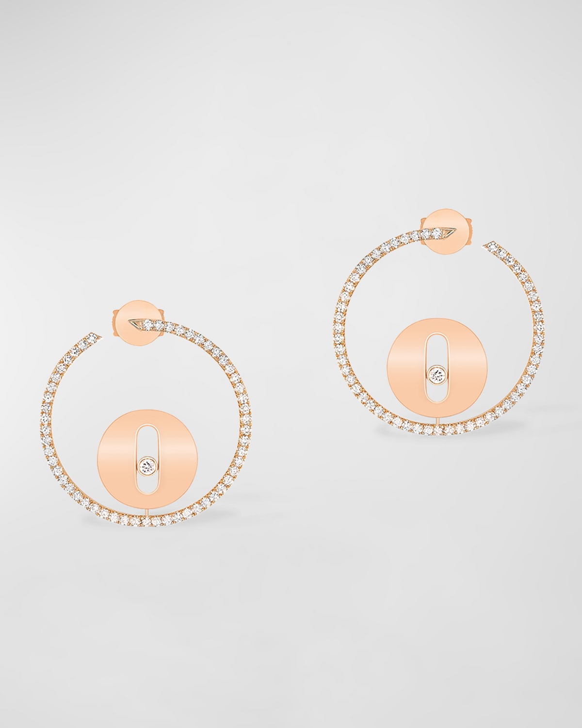 Messika Lucky Move 18k Rose Gold Diamond Hoop Earrings In 15 Rose Gold
