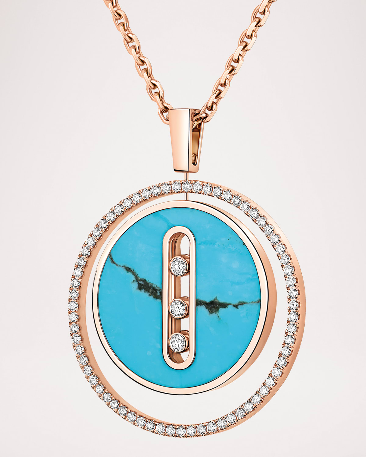 Messika Lucky Move 18k Rose Gold Turquoise Pendant Necklace