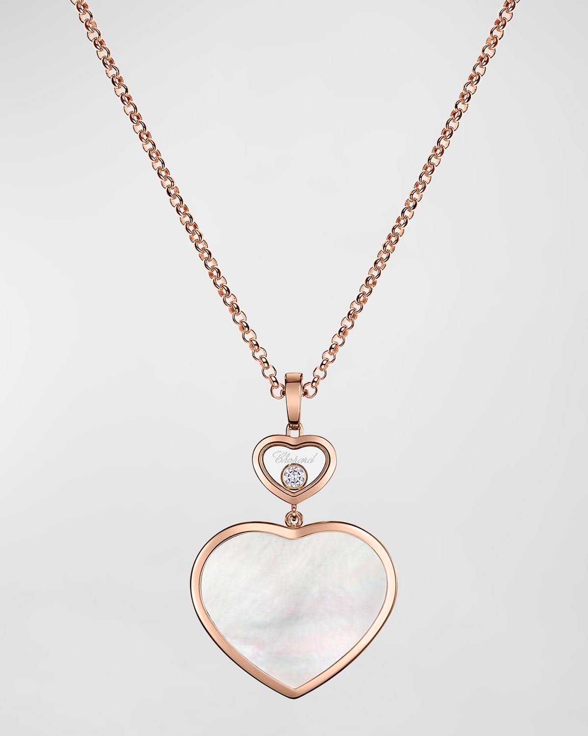Happy Hearts 18K Rose Gold & Mother-of-Pearl Necklace with Diamond