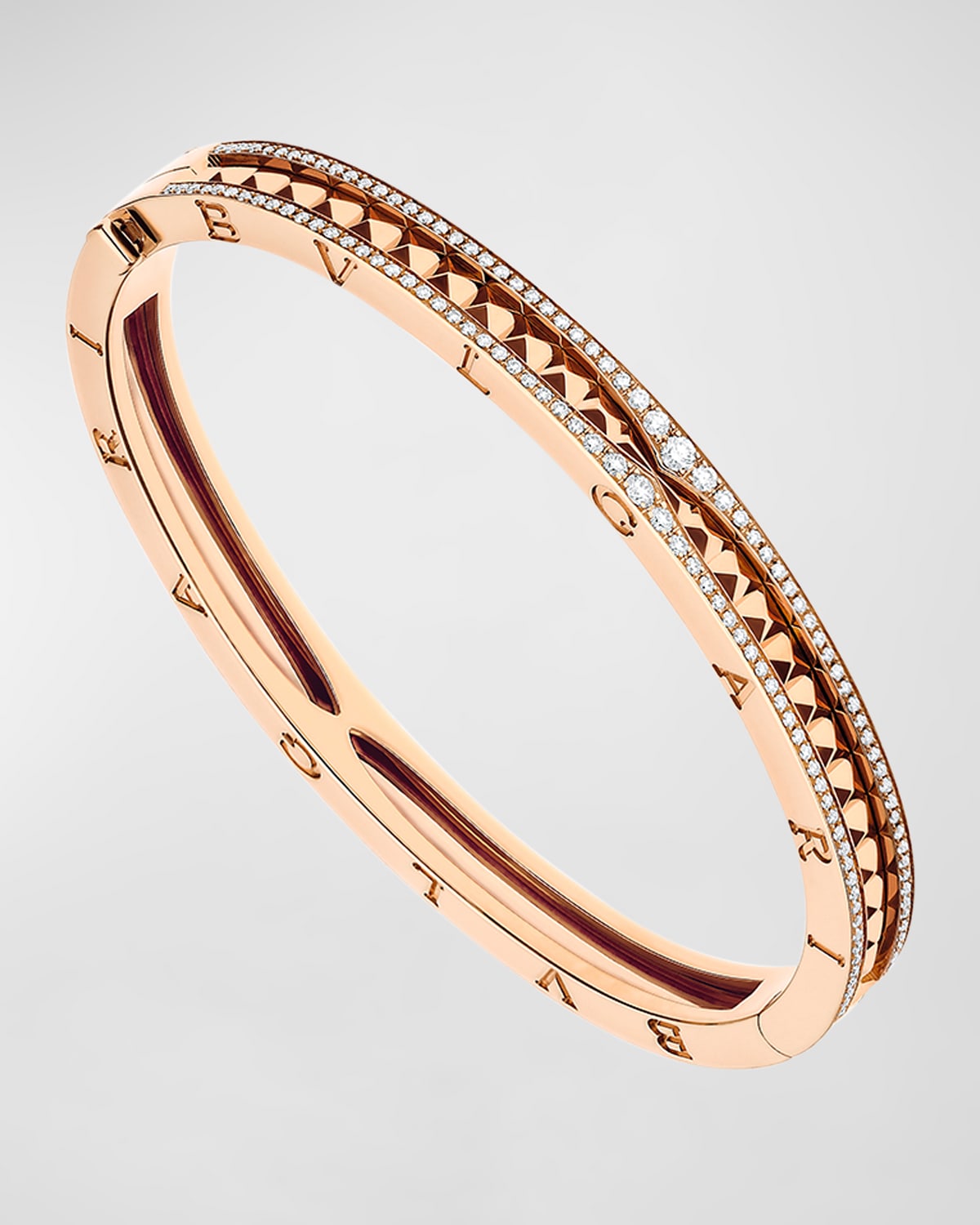 B.Zero1 Rock 18K Rose Gold Studded Diamond Bracelet, Size S