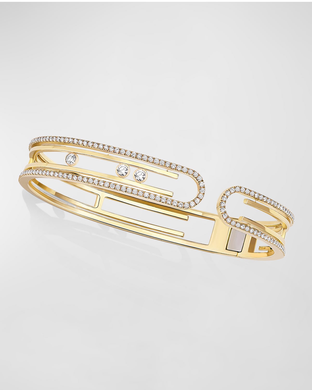 Messika Move Uno Pave Diamond Bangle Bracelet In 18k Yellow Gold In 05 Yellow Gold