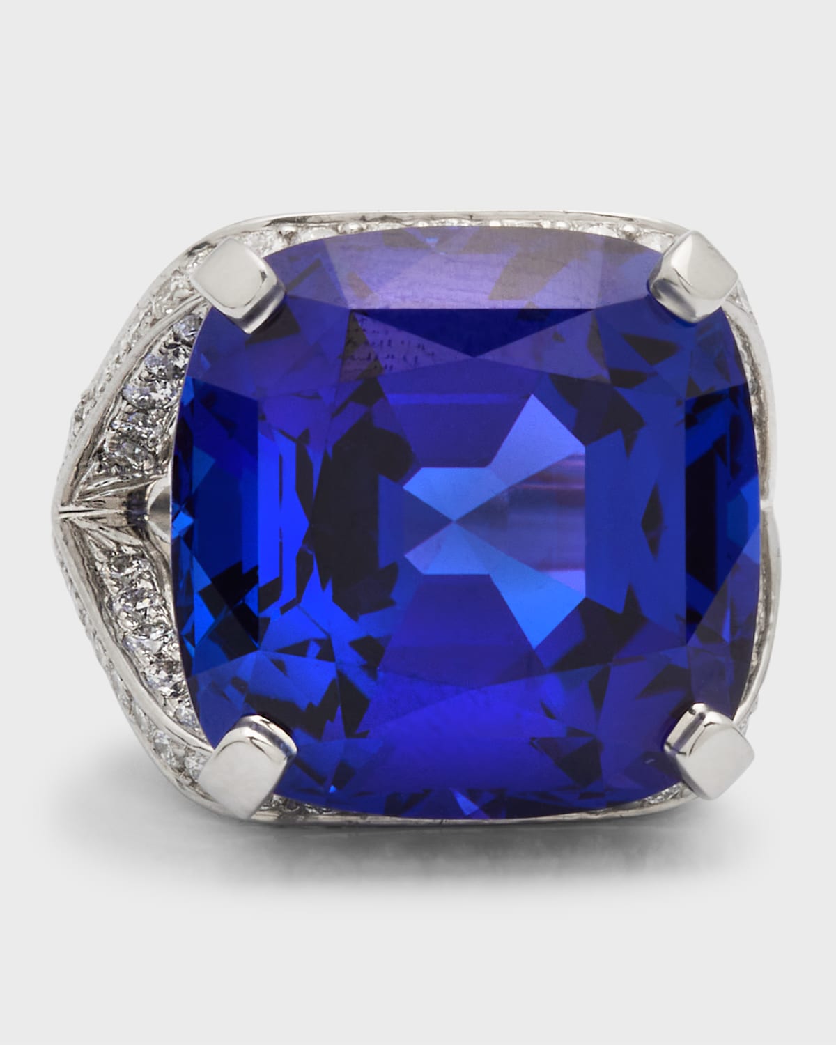 Platinum TTanzanite and Diamond Ring, Size 6.5