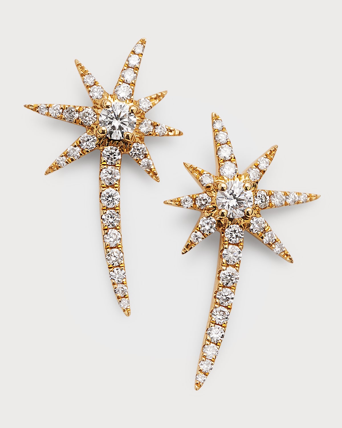 White Gold Shooting Starburst Earrings with Diamonds