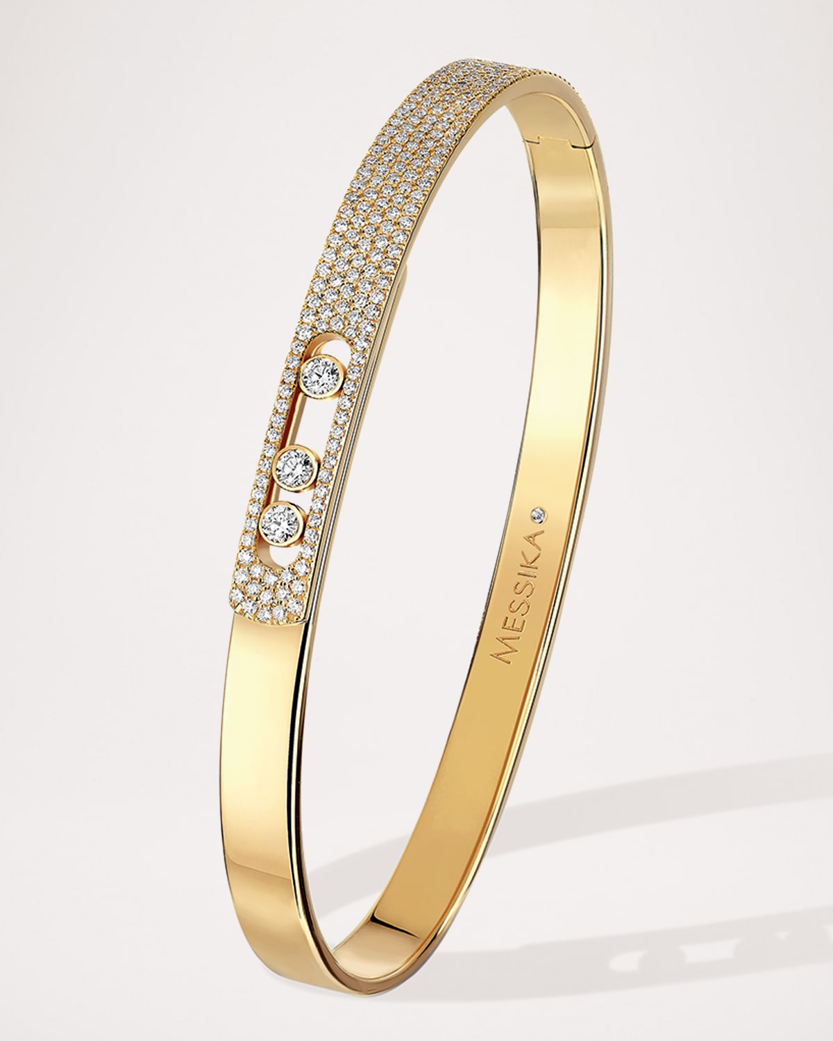 Move Noa 18K Yellow Gold Diamond Bangle, Size Medium