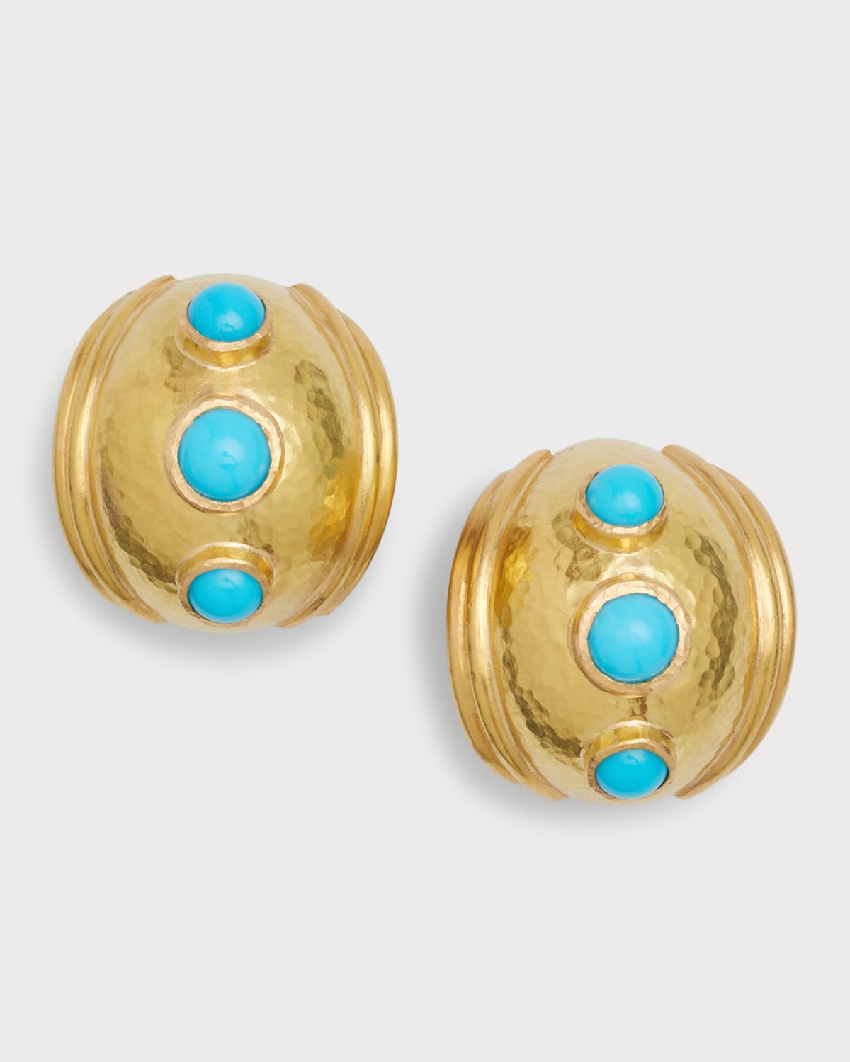 Elizabeth Locke Sleeping Beauty Small Turquoise Puff Earrings
