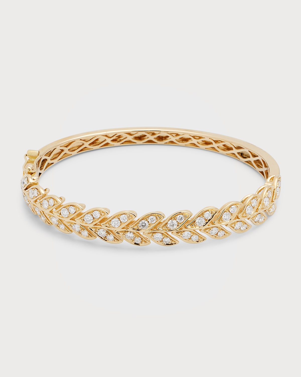 18K Yellow Gold Large Folha Bangle with Diamonds