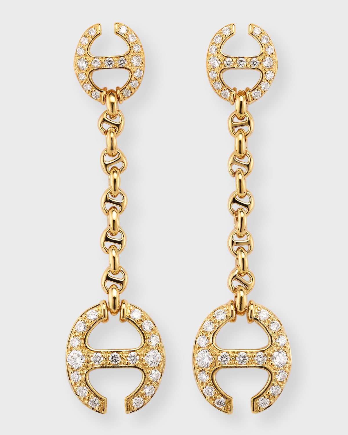 Hoorsenbuhs 18K Yellow Gold Micro Link Chain Earrings with Diamonds