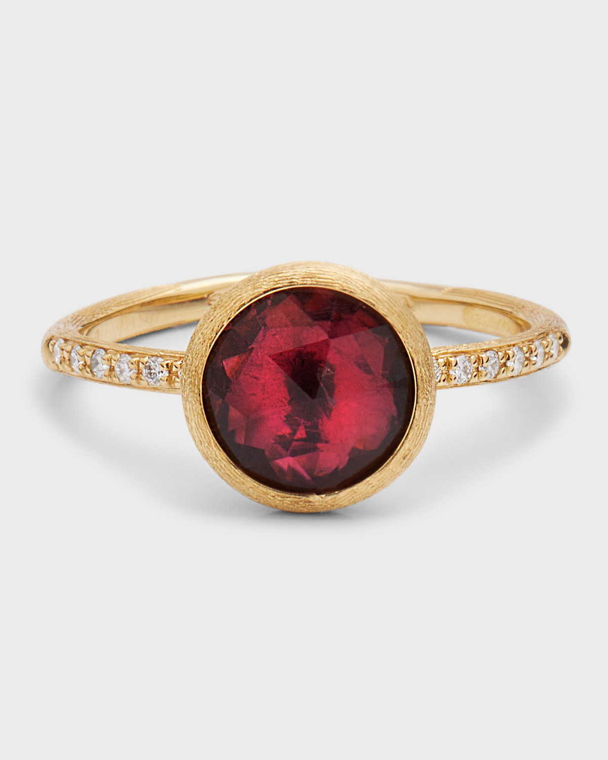 18K Yellow Gold Ring with Pink Tourmaline and Diamonds, Size 7