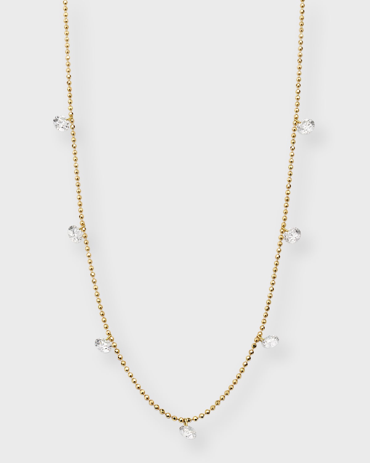 18K Yellow Gold Five-Station Floating Diamond Necklace (18K YG Small Floating Necklace)