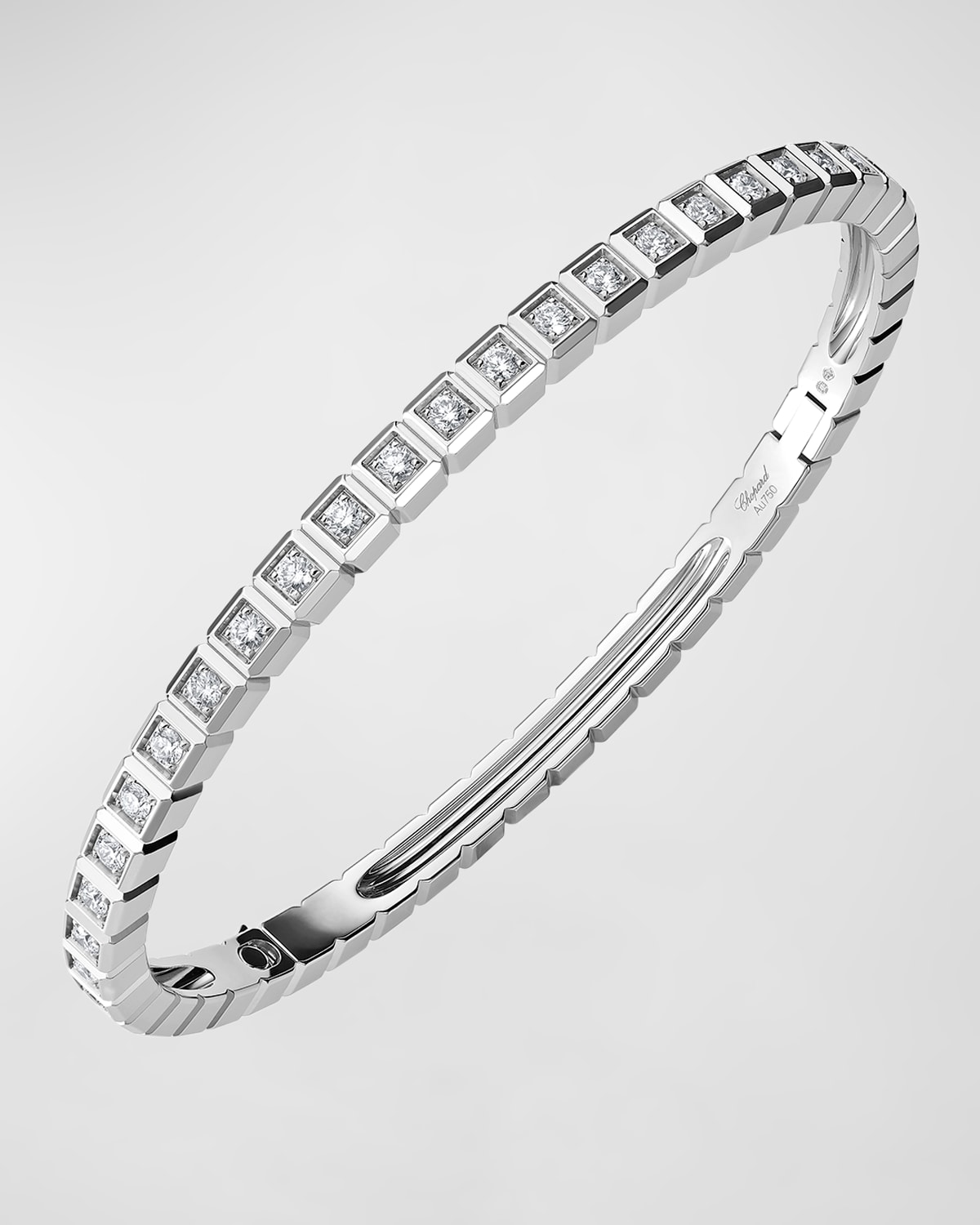 Ice Cube 18K White Gold Diamond Bracelet, Size Medium