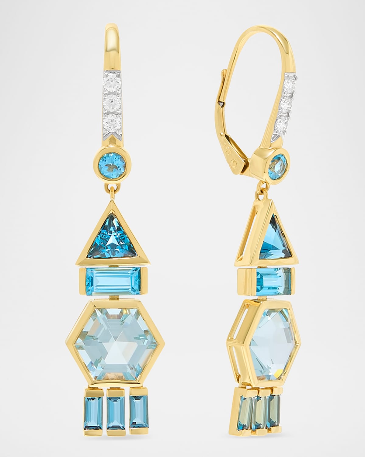 18K Yellow Gold Round Dangle Earrings